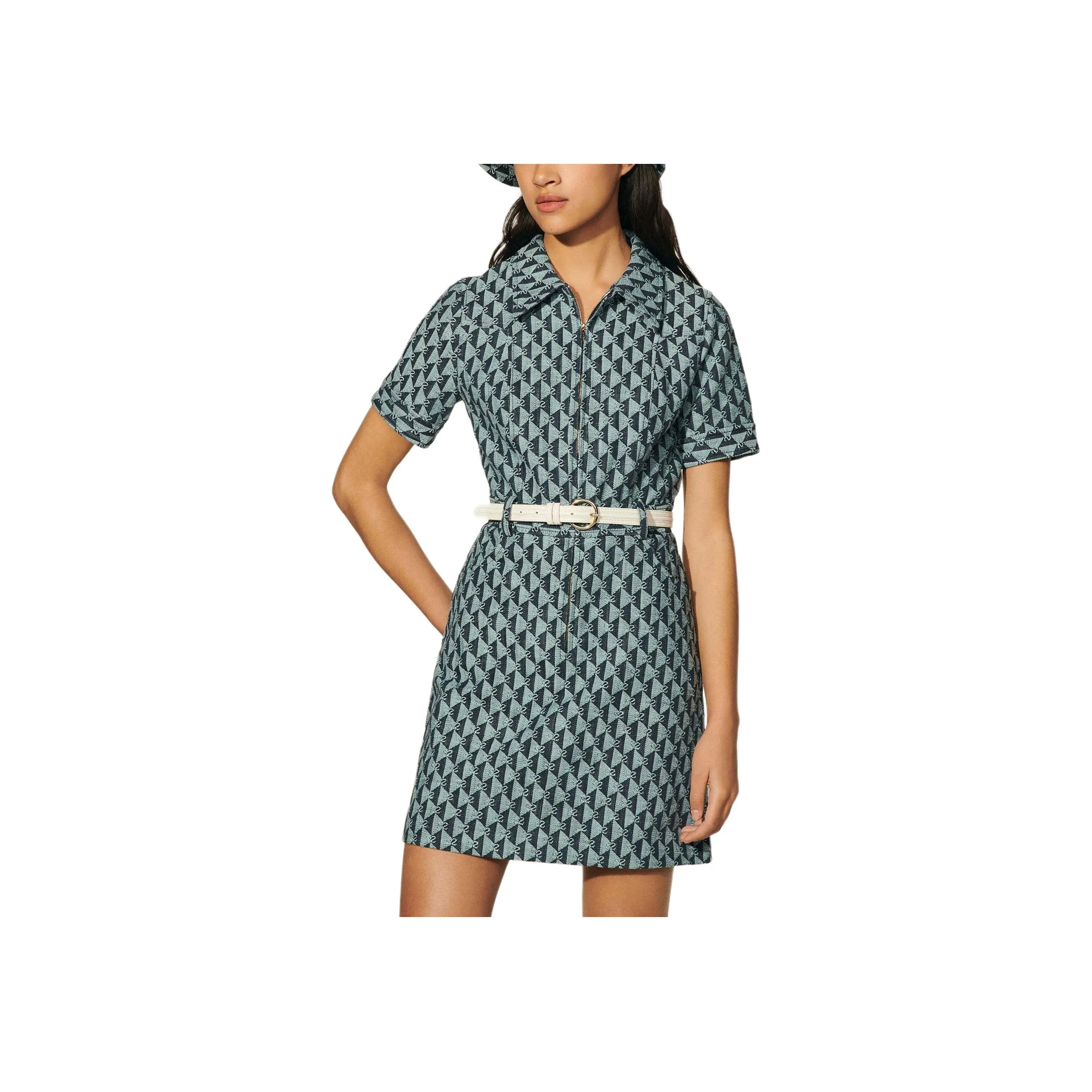 Sandro Короткий рукав Платье Женское Синее