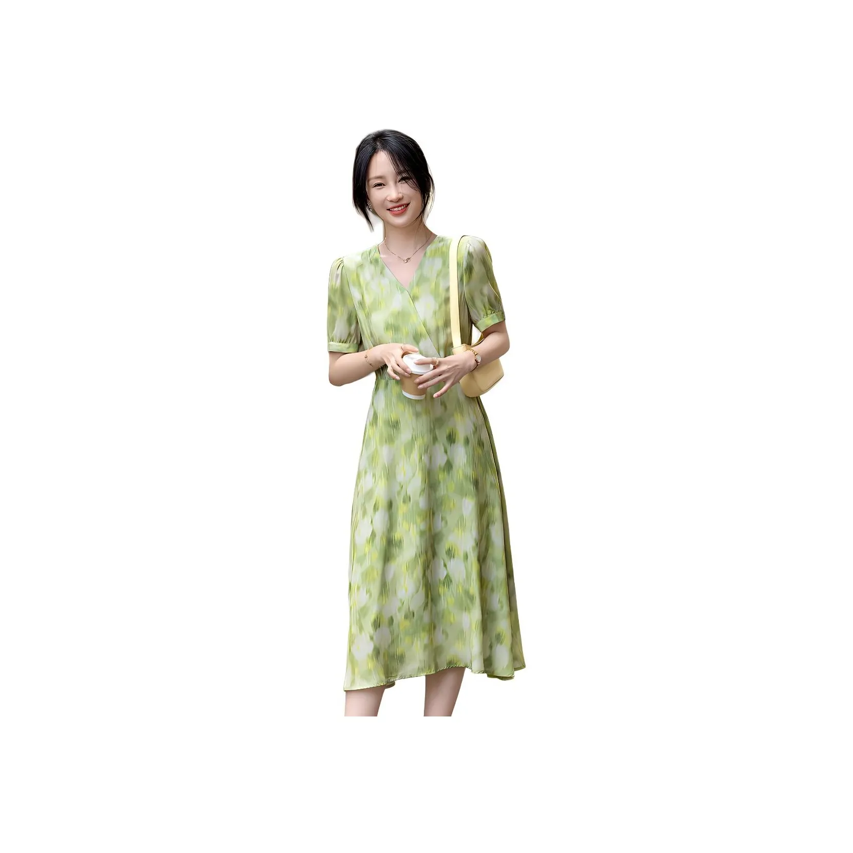 【dme】 Short Sleeved Dresses Women's Grass Green