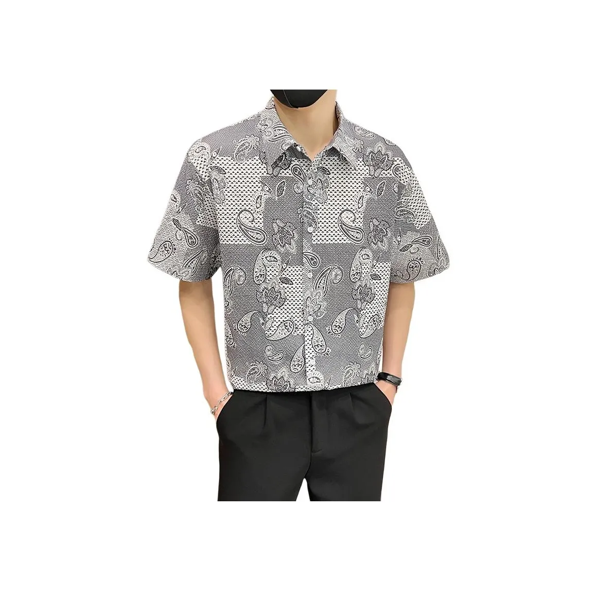 BAISHENGHU Короткий рукав рубашка мужская