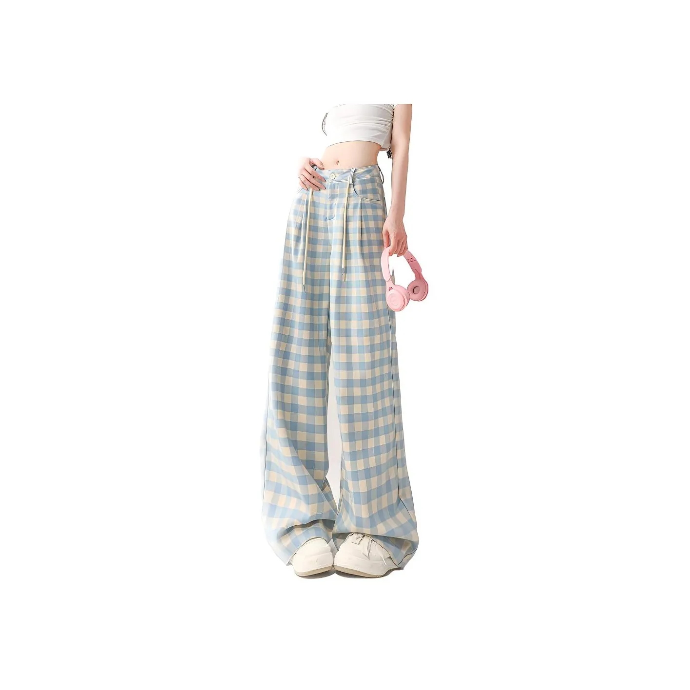 ZIRANSE Casual Pants Women's Blue White Plaid
