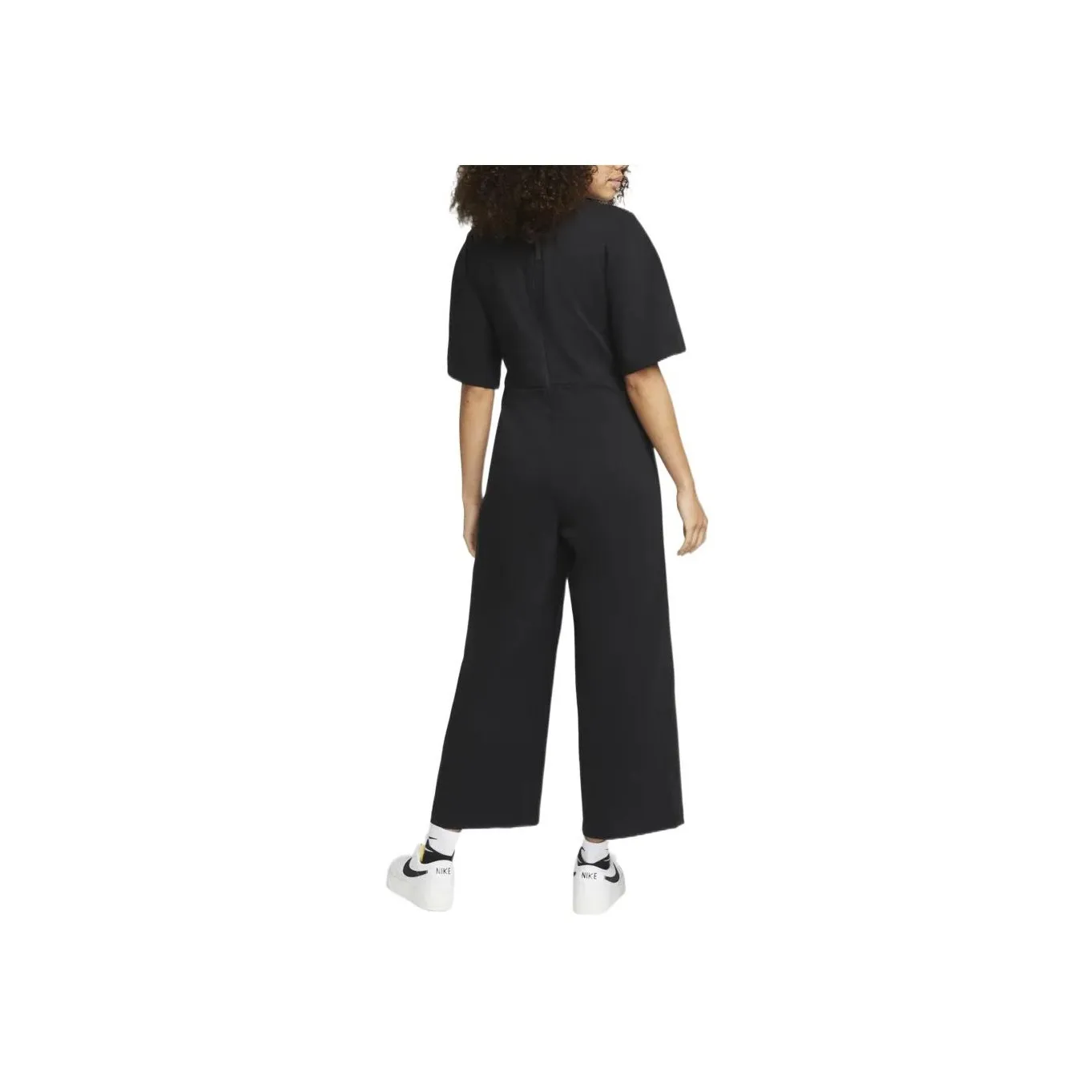 Nike Women's Logo Print Short-Sleeve Jumpsuit Black