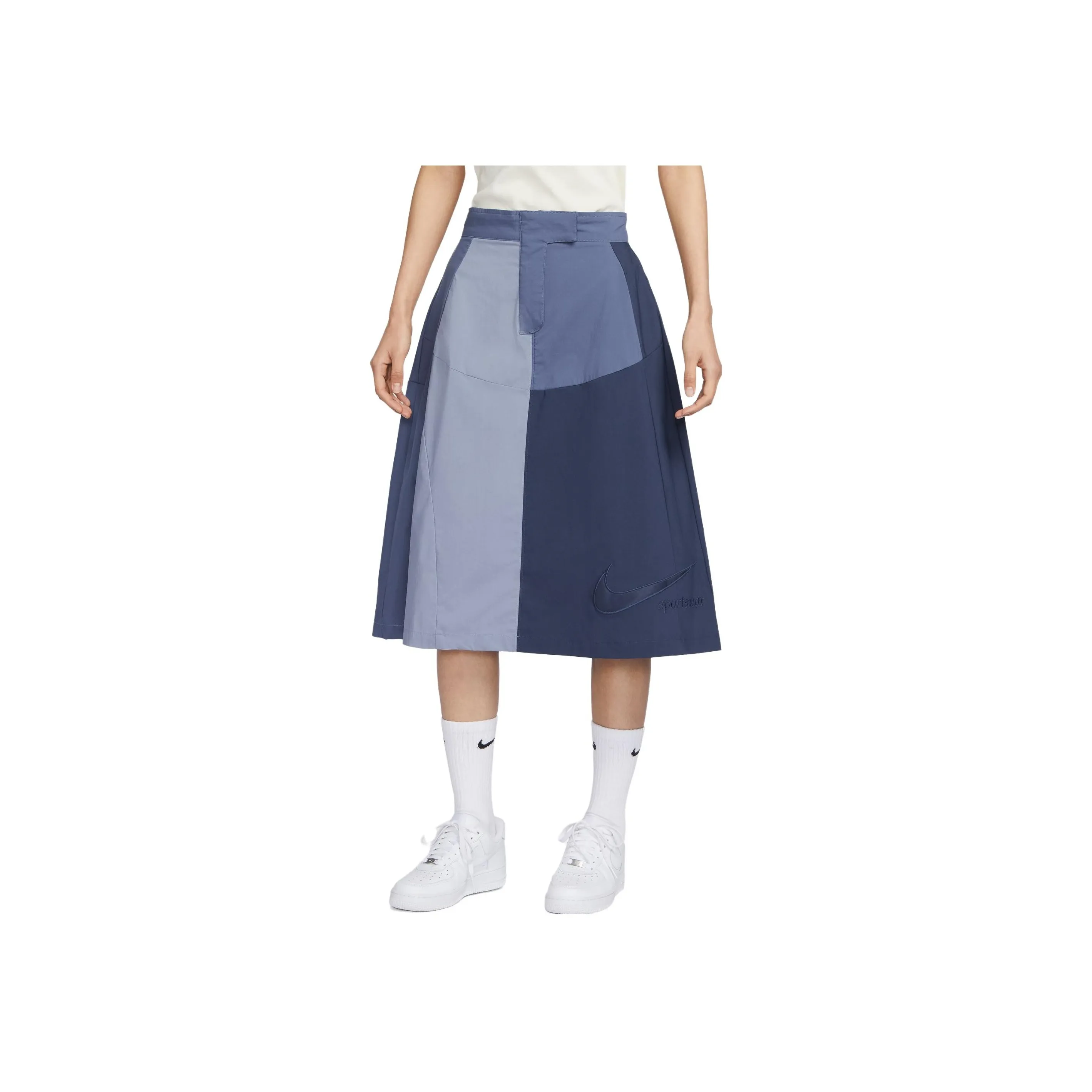 Nike Sportswear Collection Embroidered Mid-Length Skirt Blue