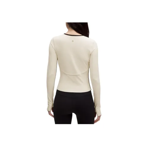 Lululemon Nulu™ Свет Сливочный/Черный/Свет Сливочный Цвет/Blk Женские Йога T Рубашки