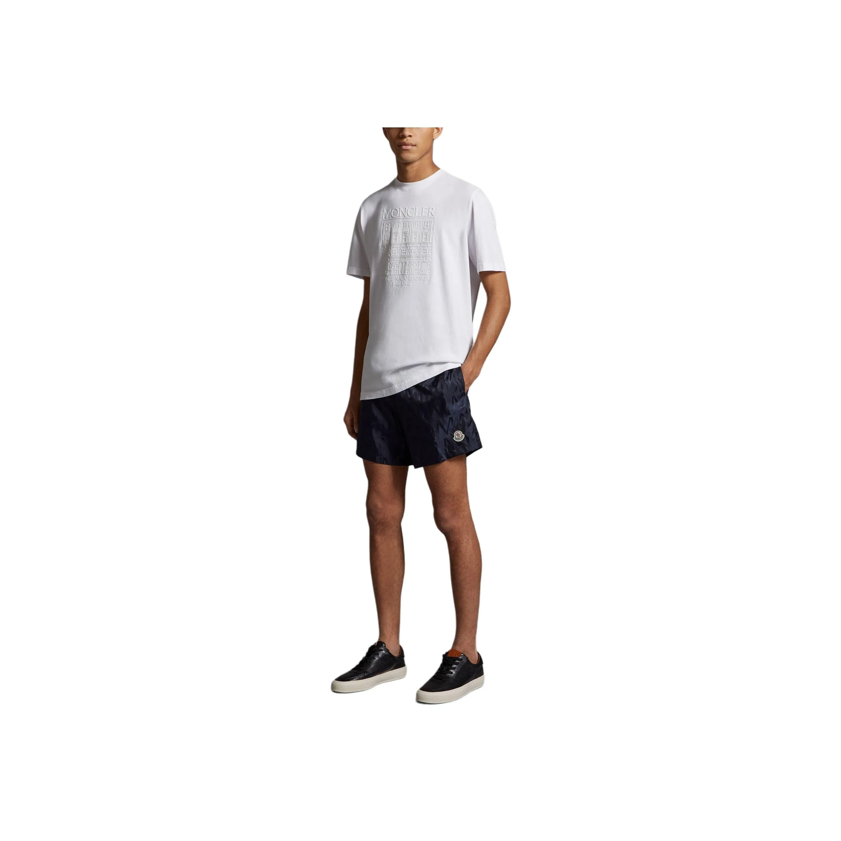 Moncler Logo Patch Drawstring Swim Shorts