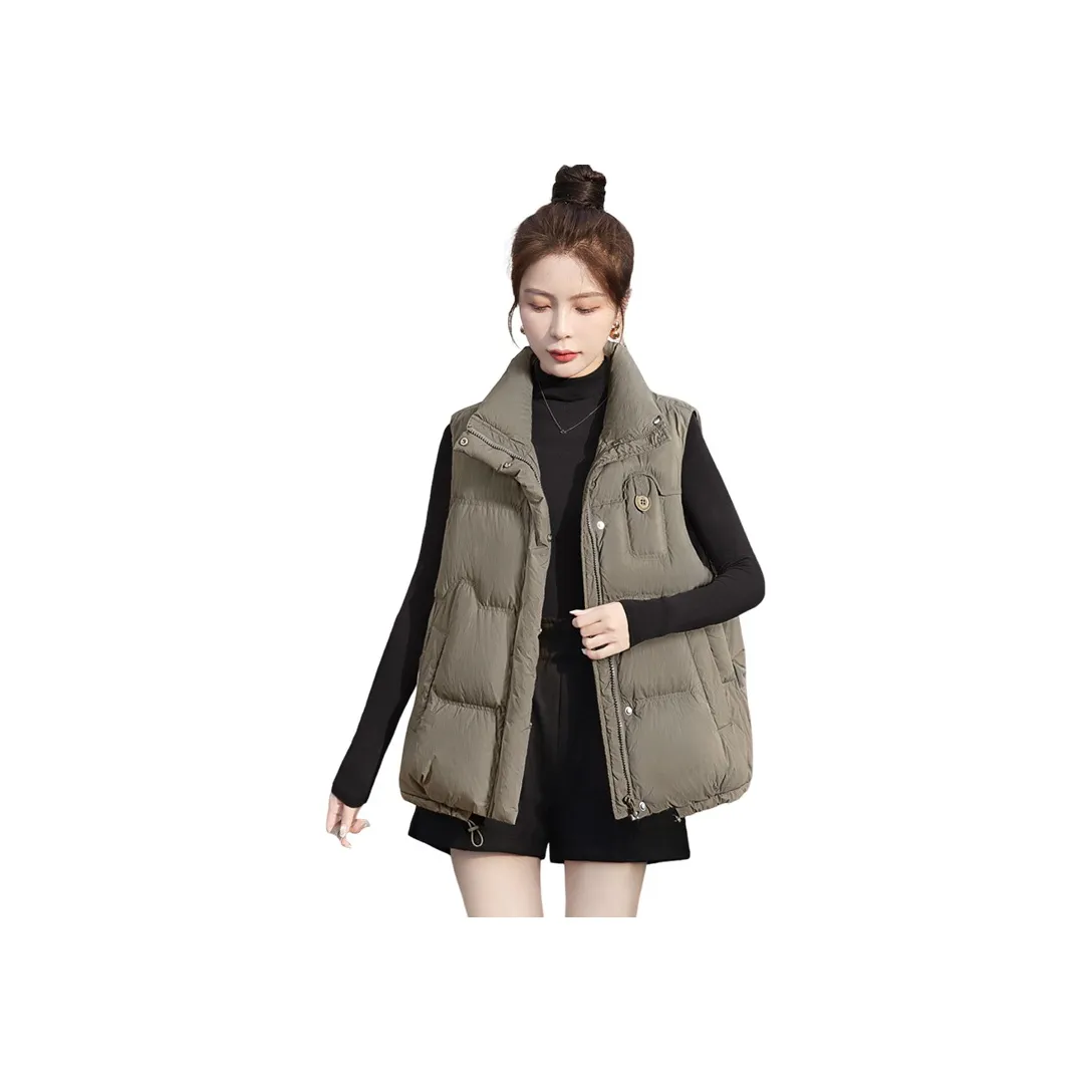 SIBAISHE Пуховый жилет женский темно-серый зеленый