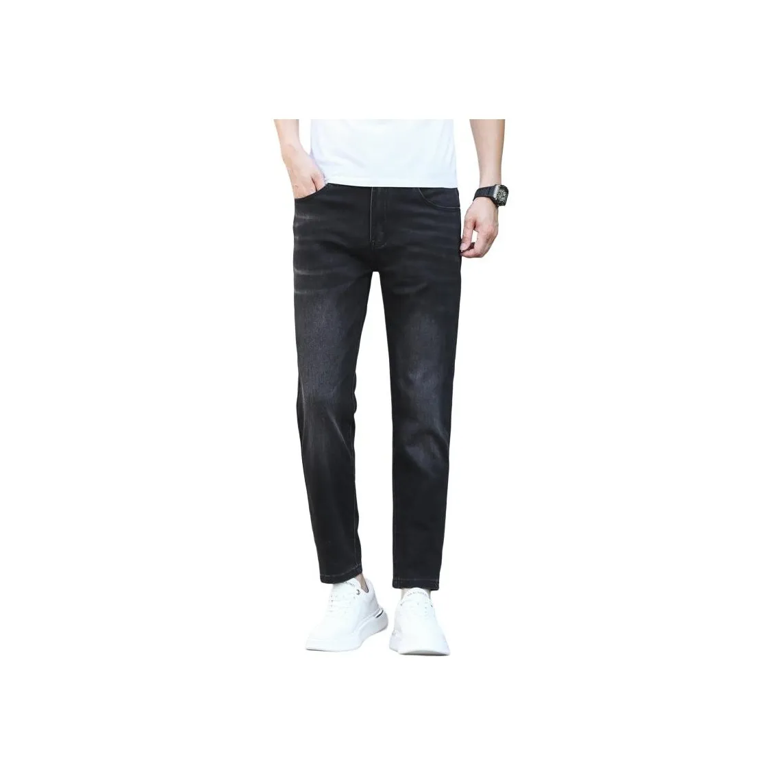 Мед Черный Ankle Длина Тонкие Унисекс Джинсы