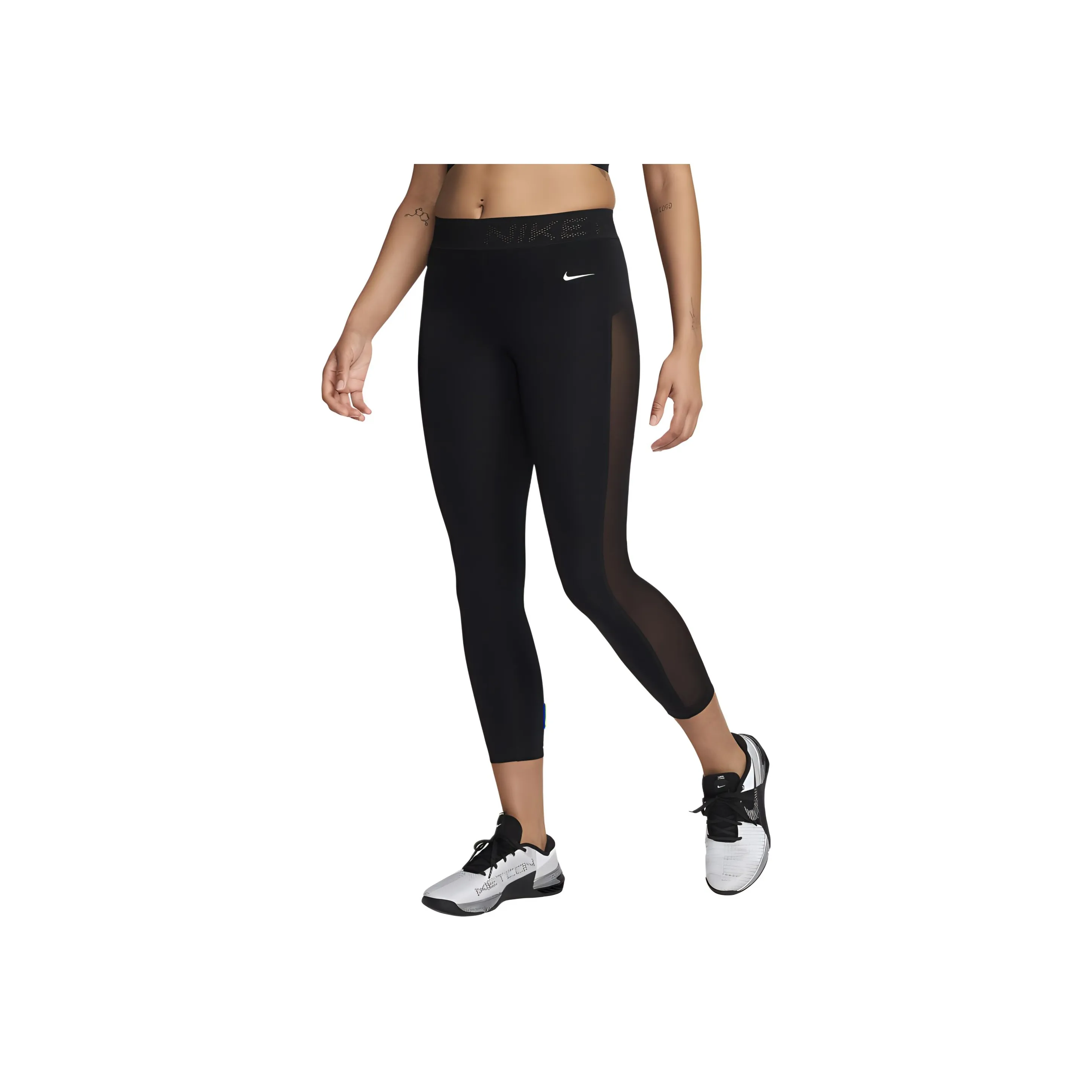 Nike Pro Women's Mid Rise 7/8 Mesh Paneled Leggings
