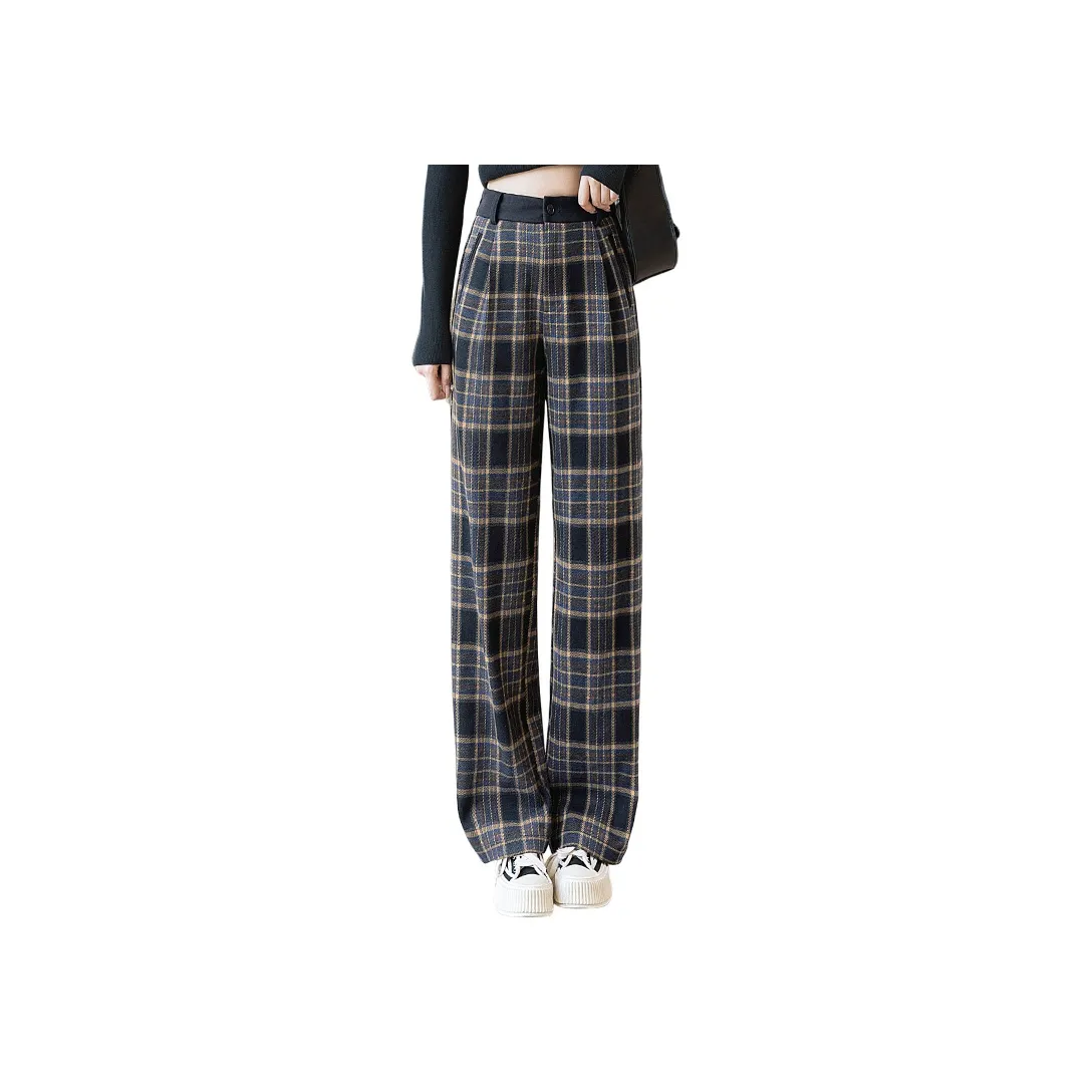 Cypress House Casual Pants Women's Black Blue Plaid