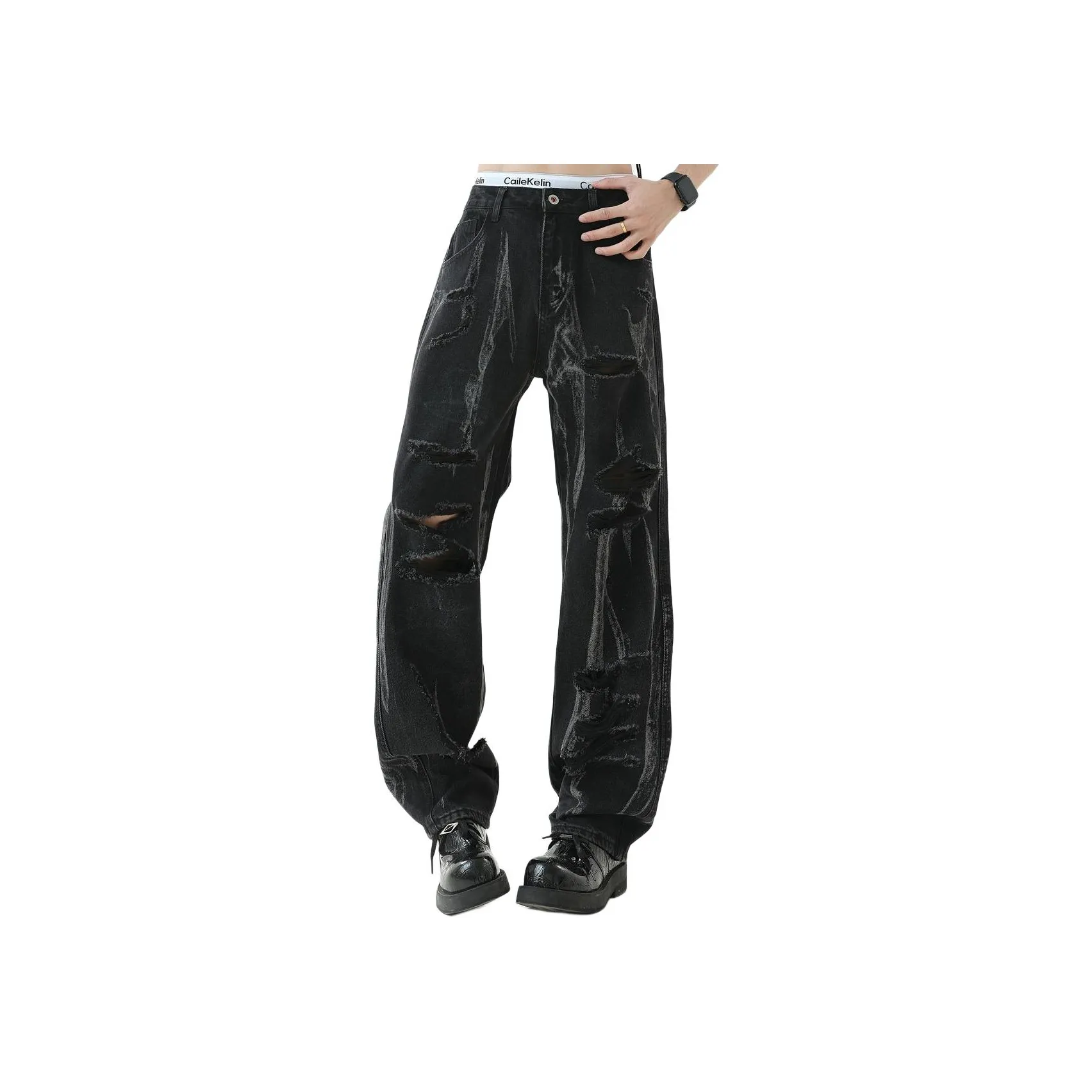 PANDA ADEVIL Черные Унисекс Джинсы