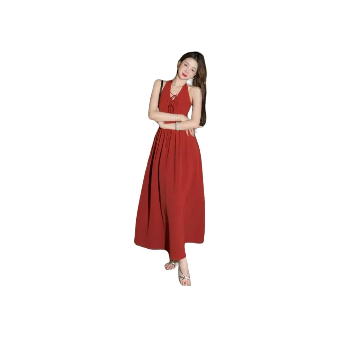 MORii Оранжевый Красный Женские Платья Без Рукавов