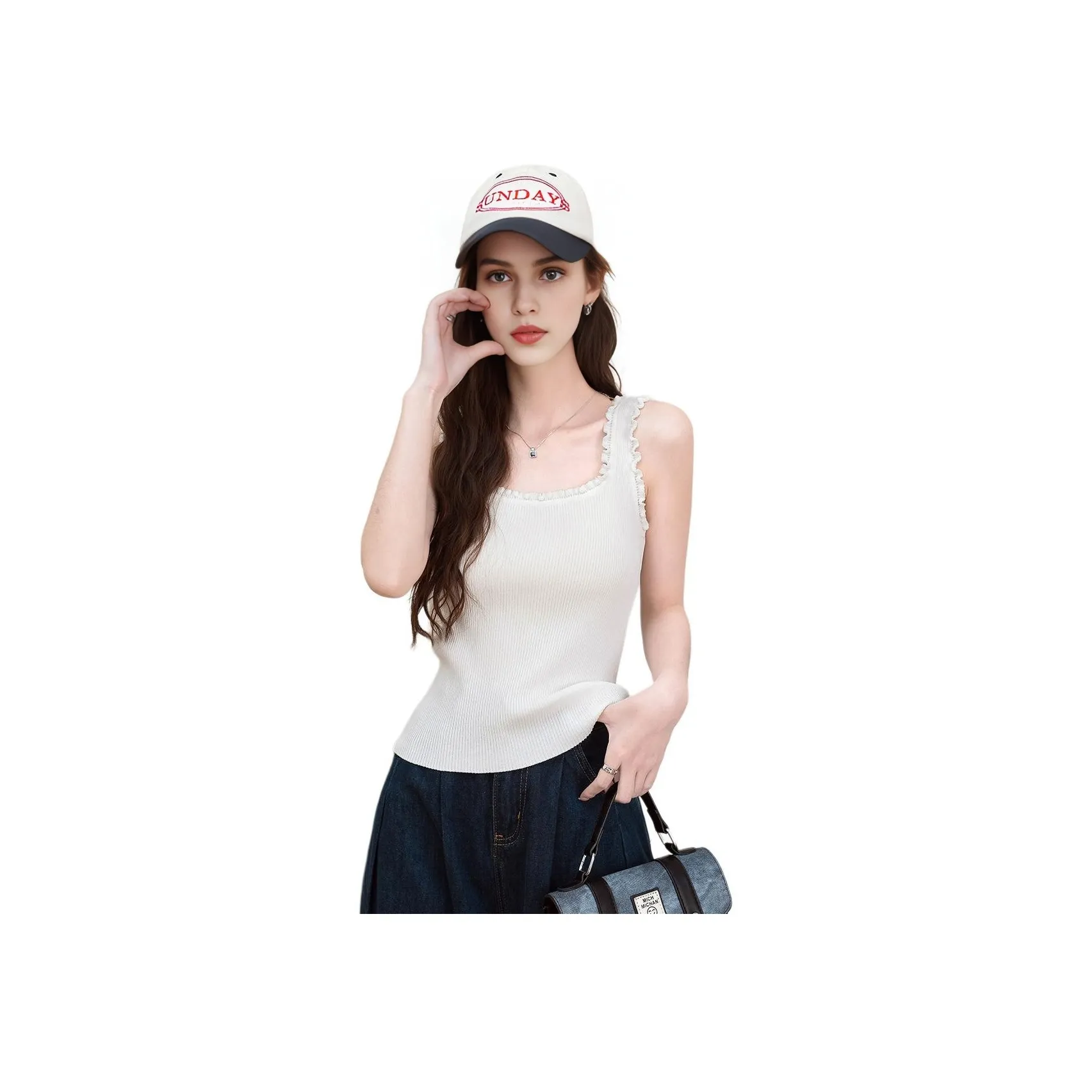 FAWENXIANGZI Tank Tops Women's White