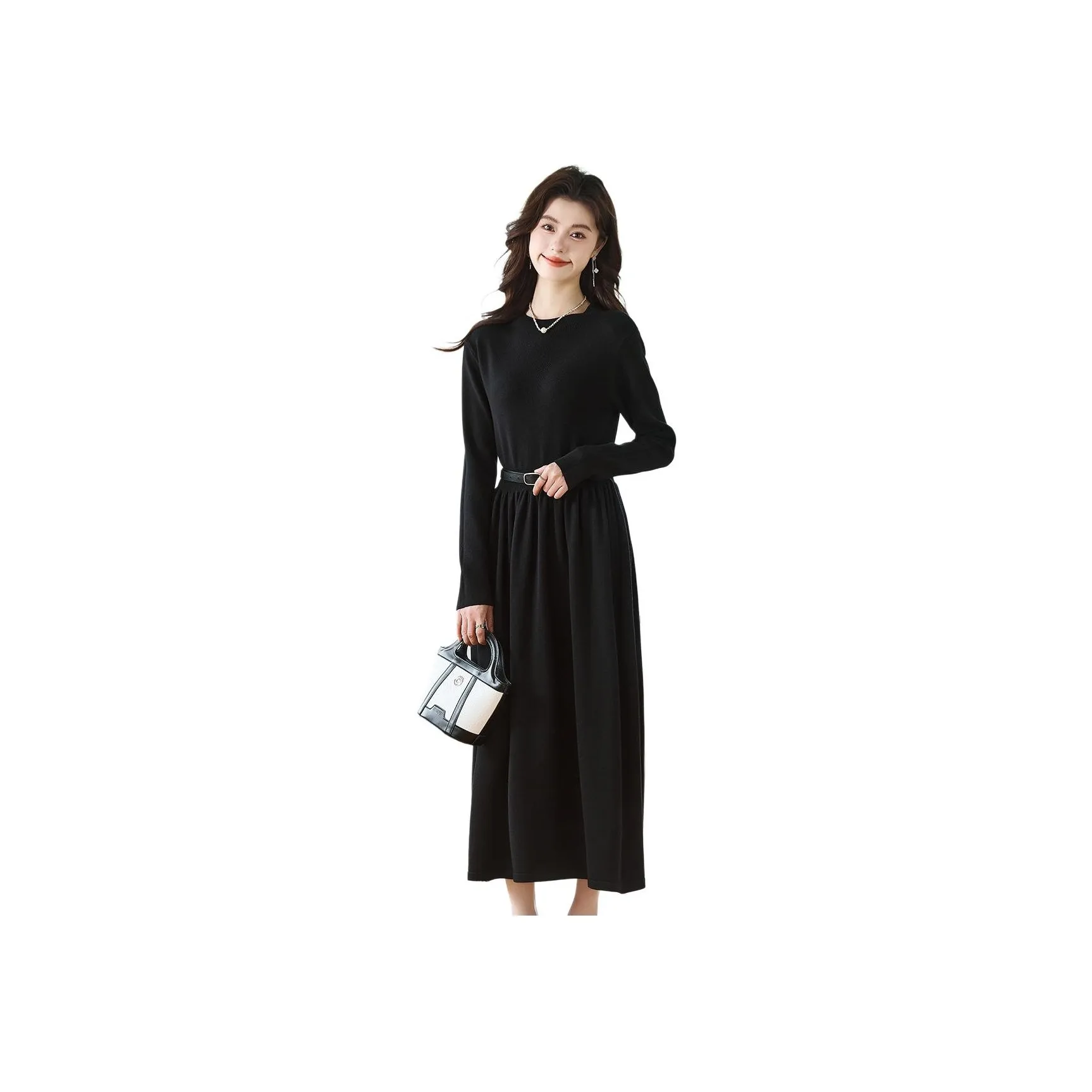 CARBAMMI Long Sleeved Dresses Women's Black