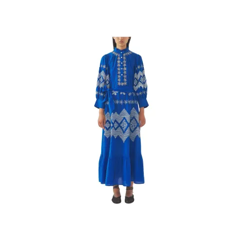 ANTIK BATIK Blue Женские Длинные Рукава Платья
