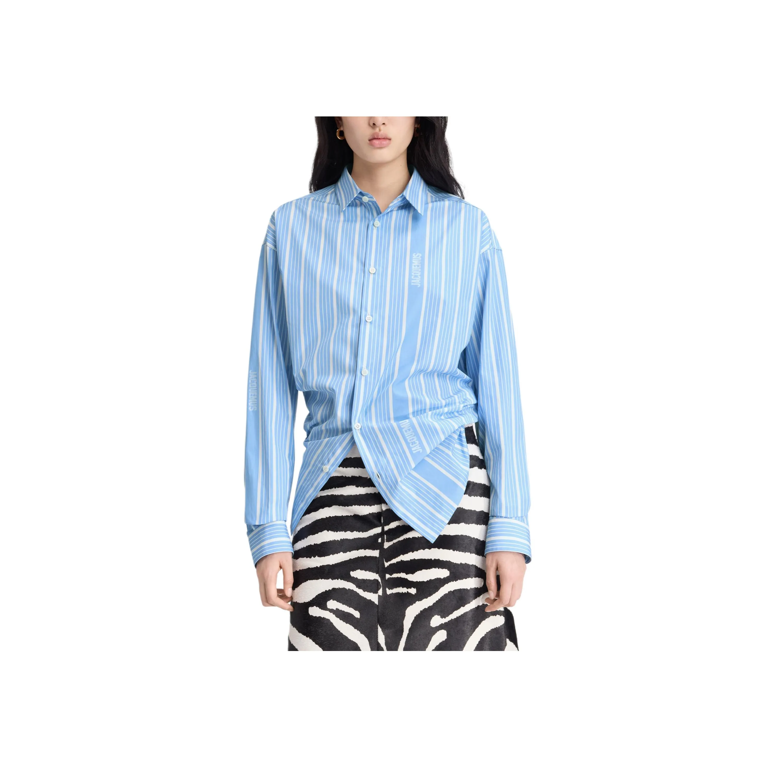 Jacquemus FW24 Striped Jacquard Shirt Women's Jacquard Blue White/Jacquard Blue White