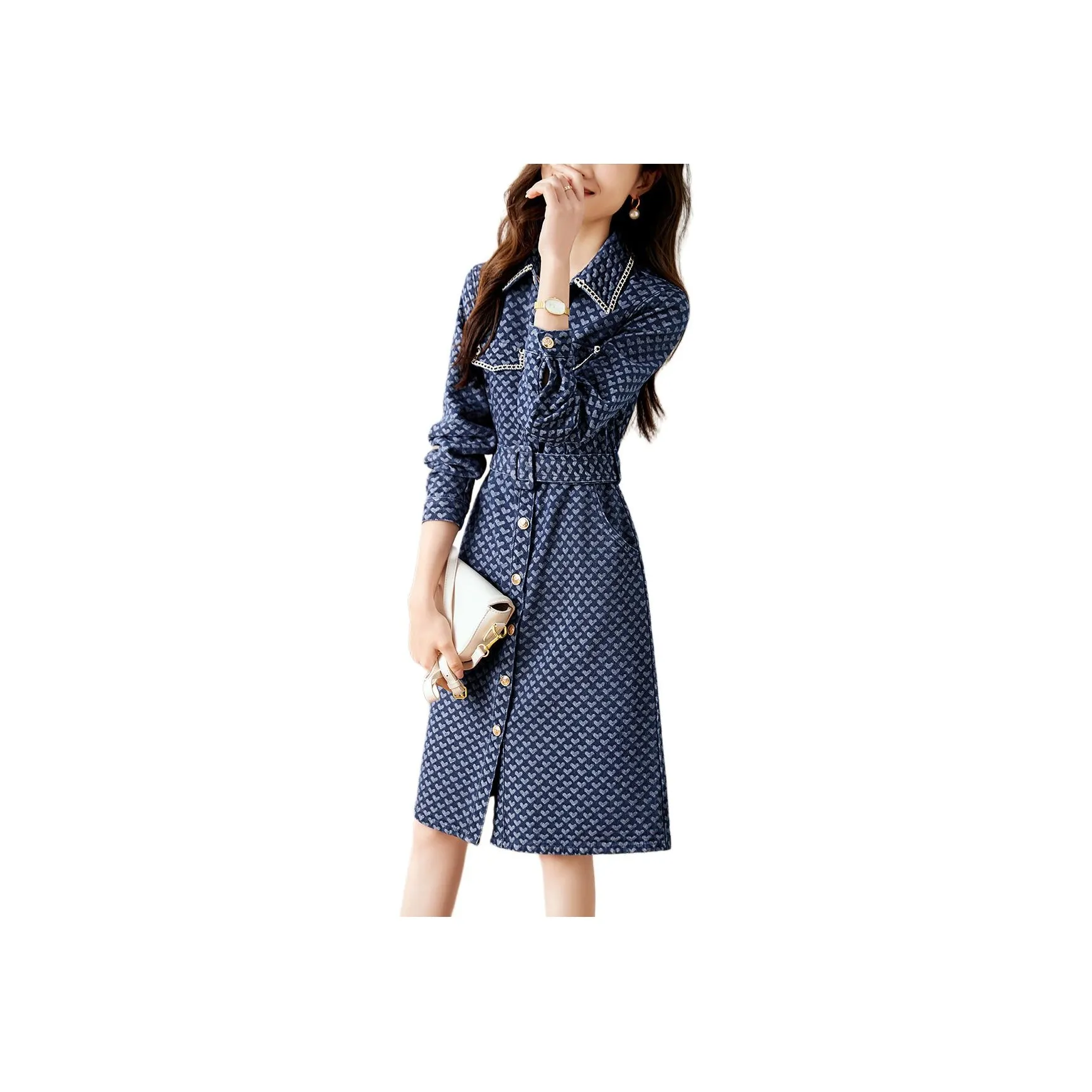 XWI Long Sleeved Dresses Women's Denim Blue