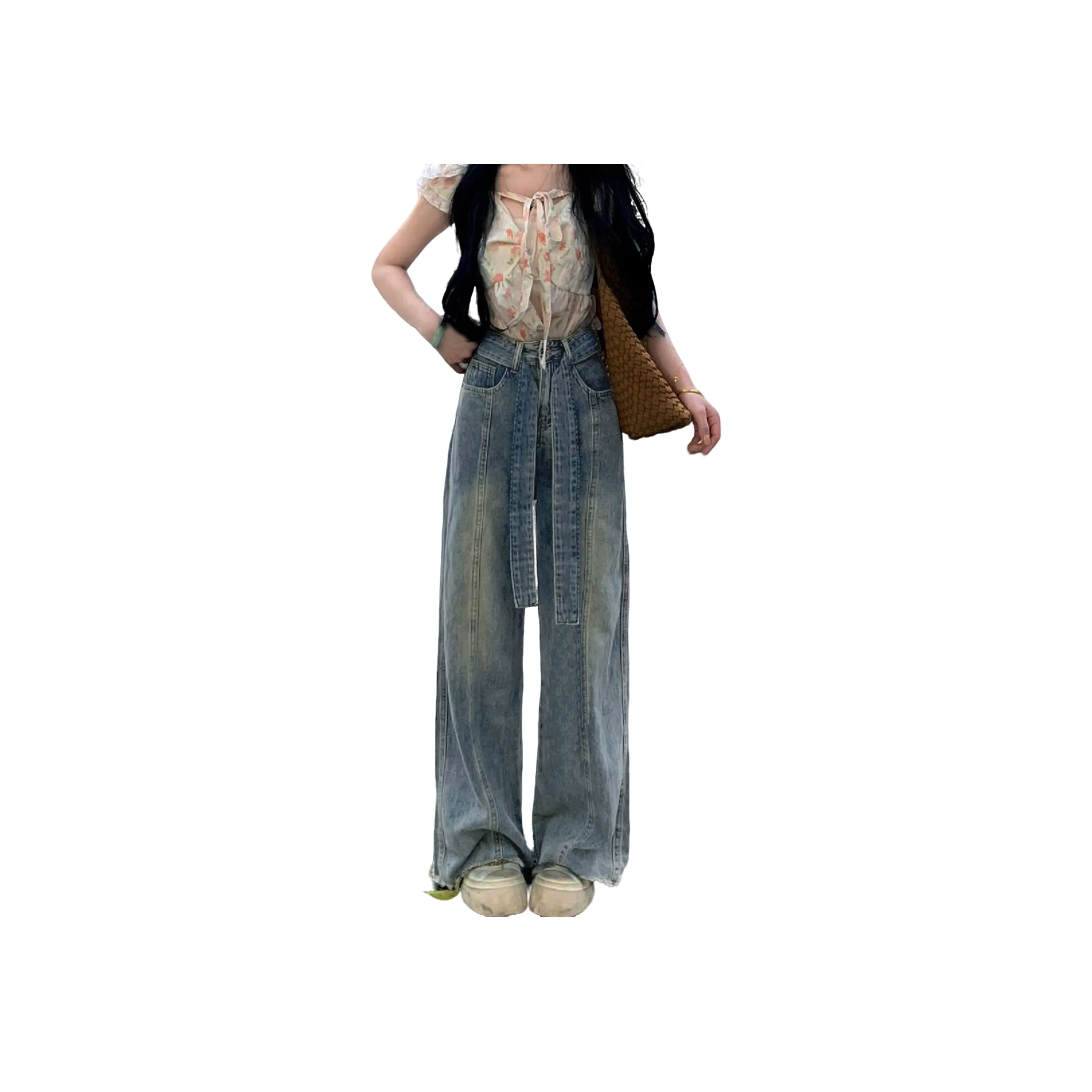 Menglaini Jeans Women's Nostalgic Blue