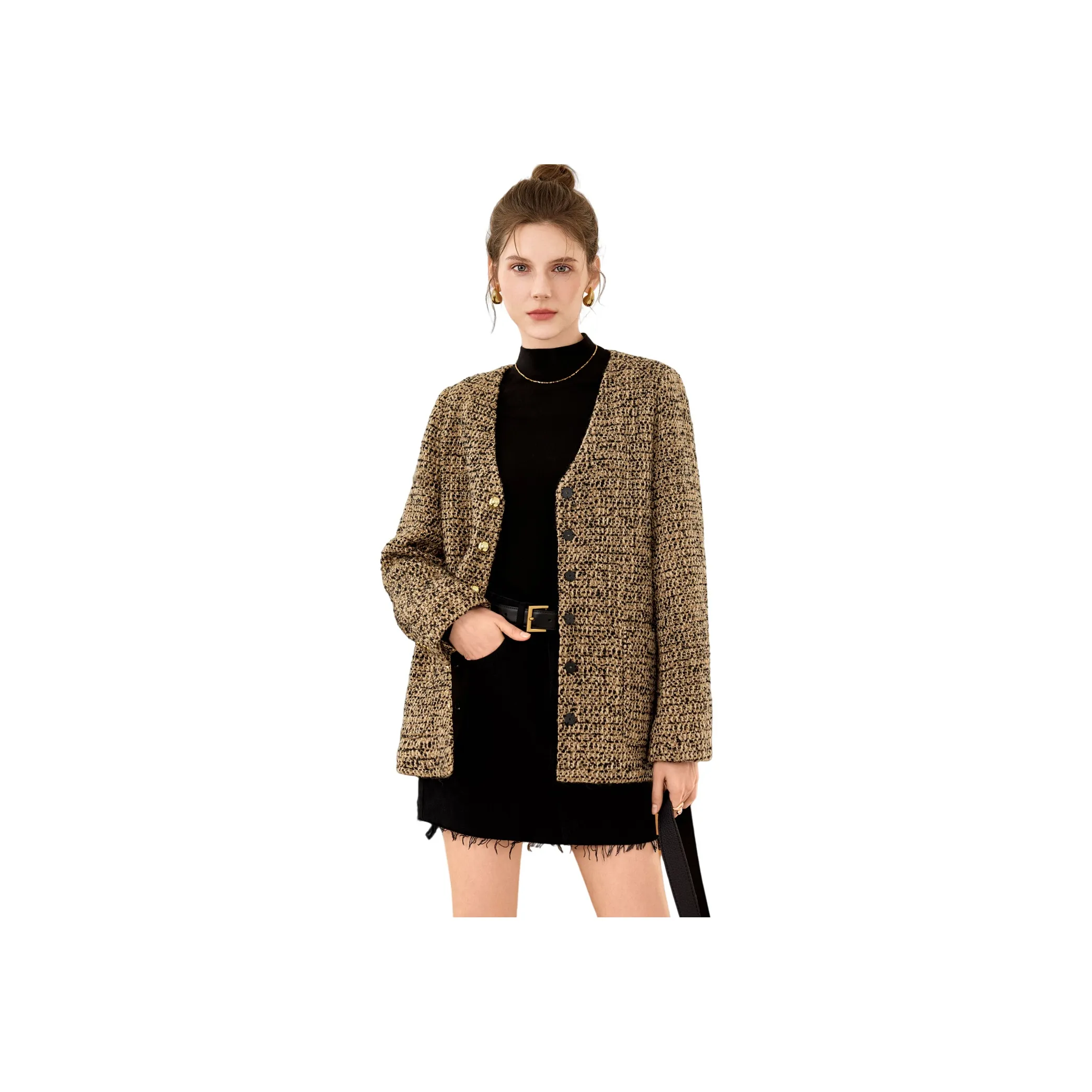 TOUCH Укороченное пальто женское хаки черное