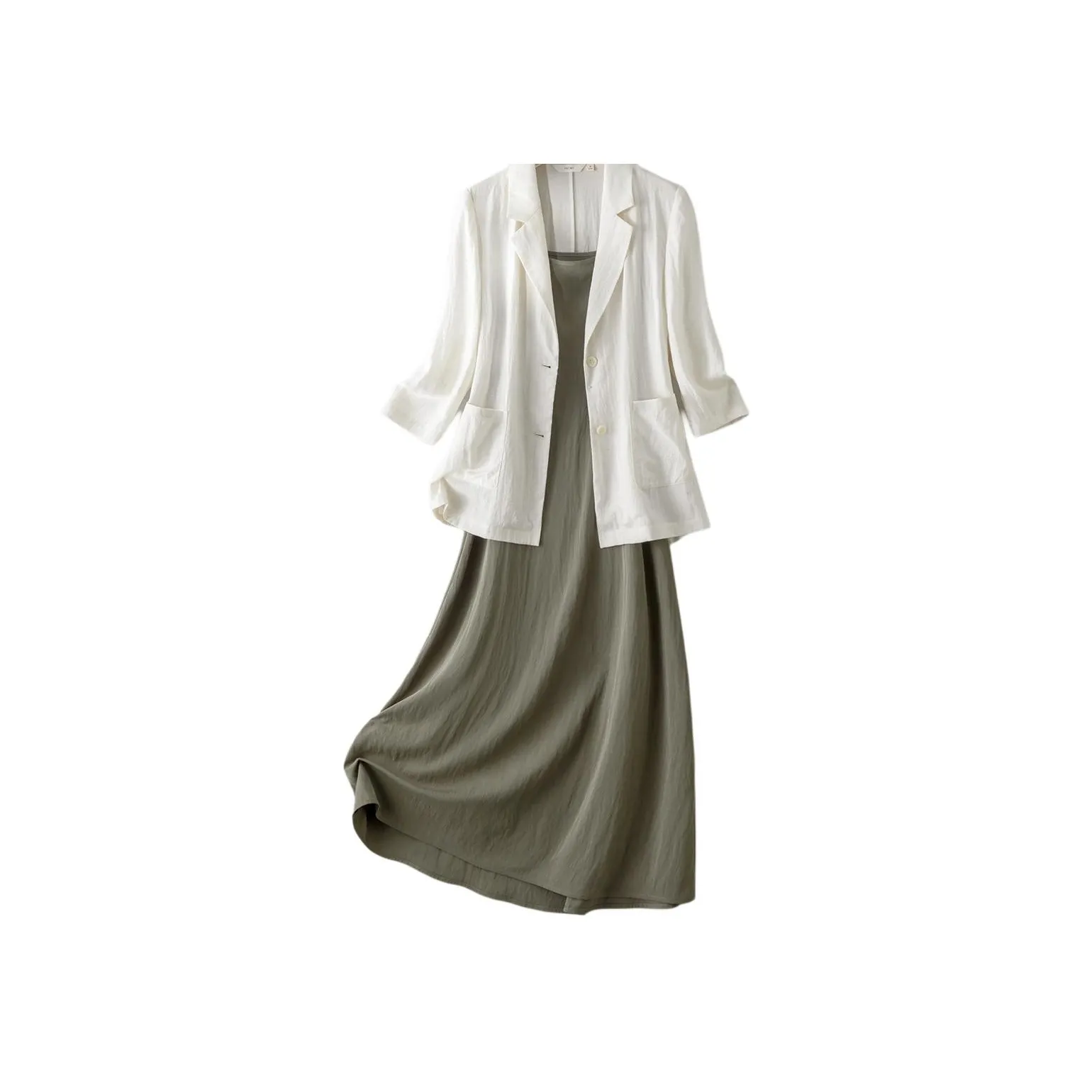 IHIMI Casual Suits Women's Ecru+Linen Green