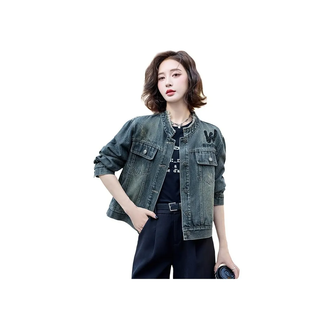 MEXICAN Темно-зеленый Женские Джинсовые куртки