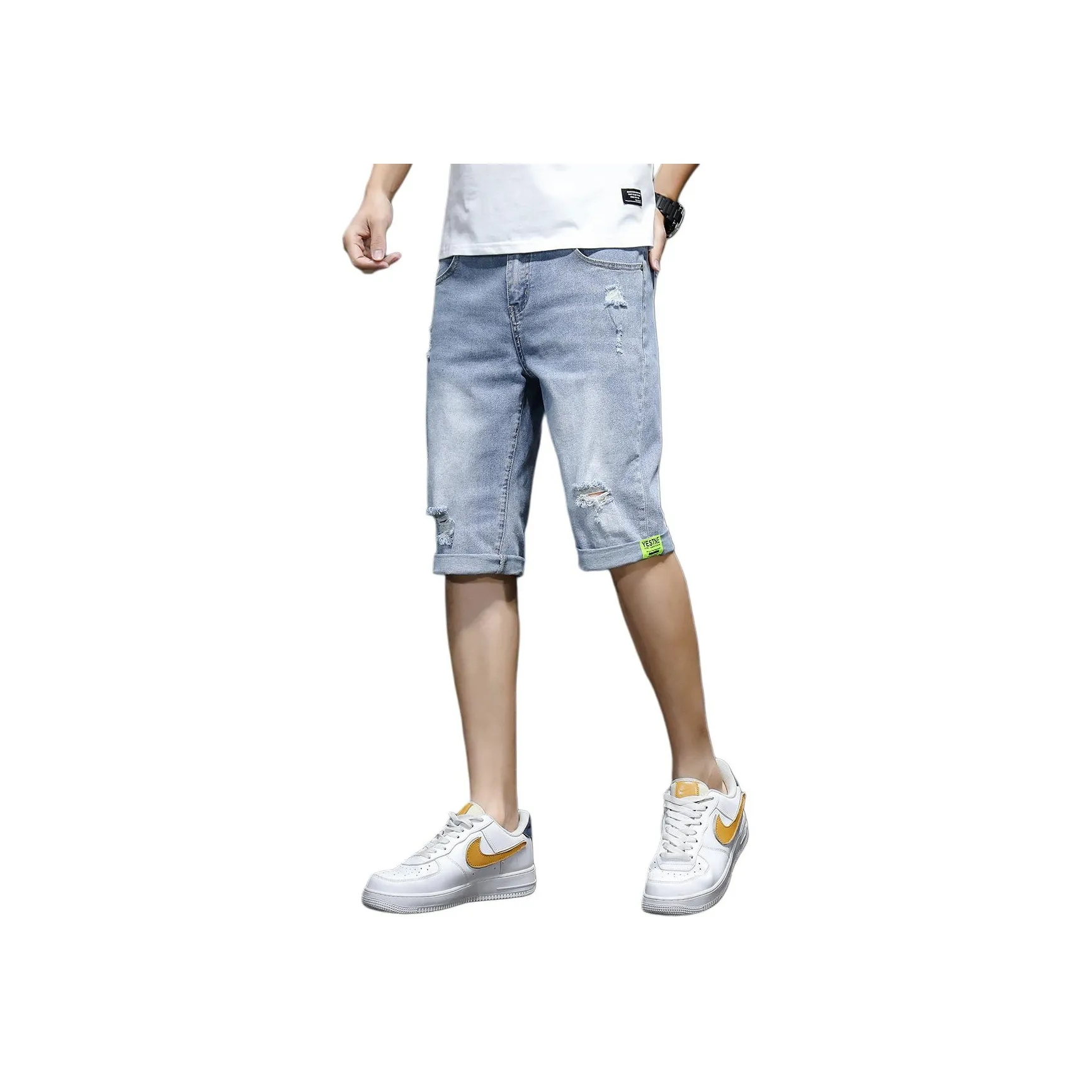 Tonlion Джинсовые шорты Мужские Светло-синие