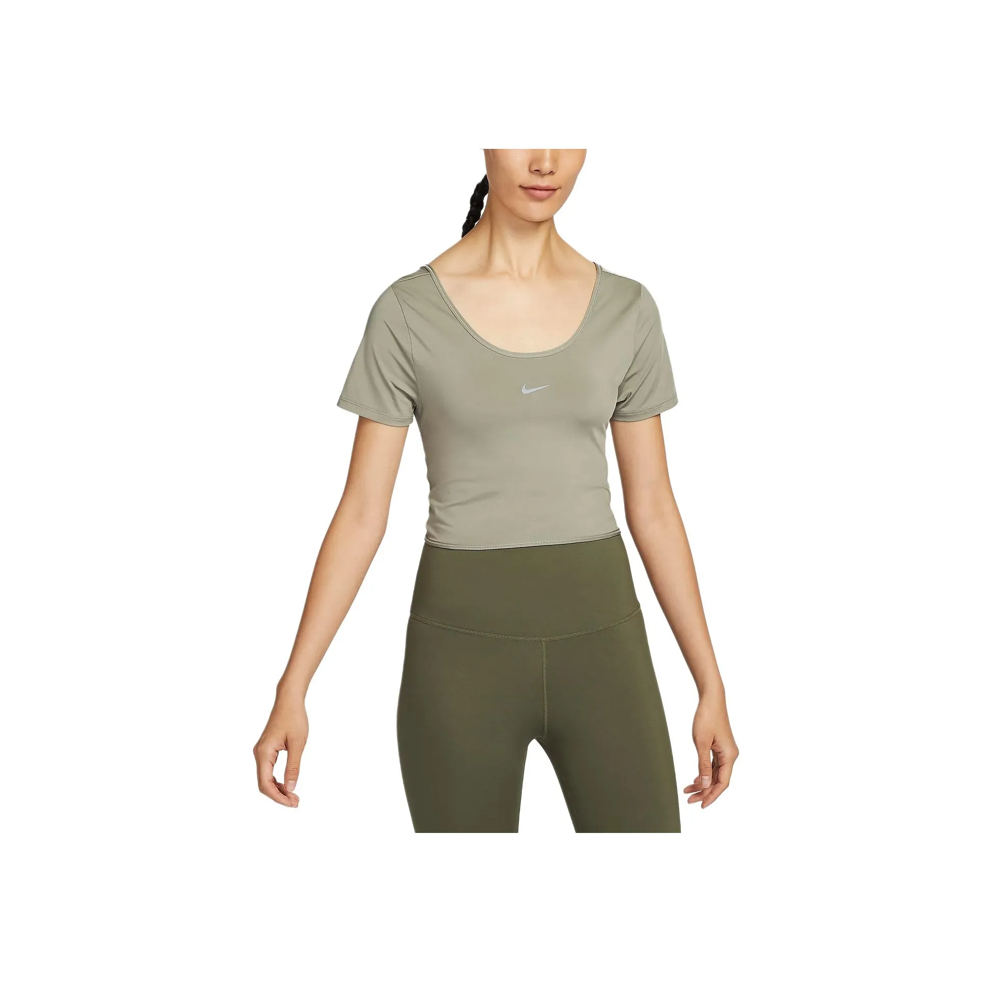 Nike Dri Fit One T Shirt Women's Light Army Green/Black