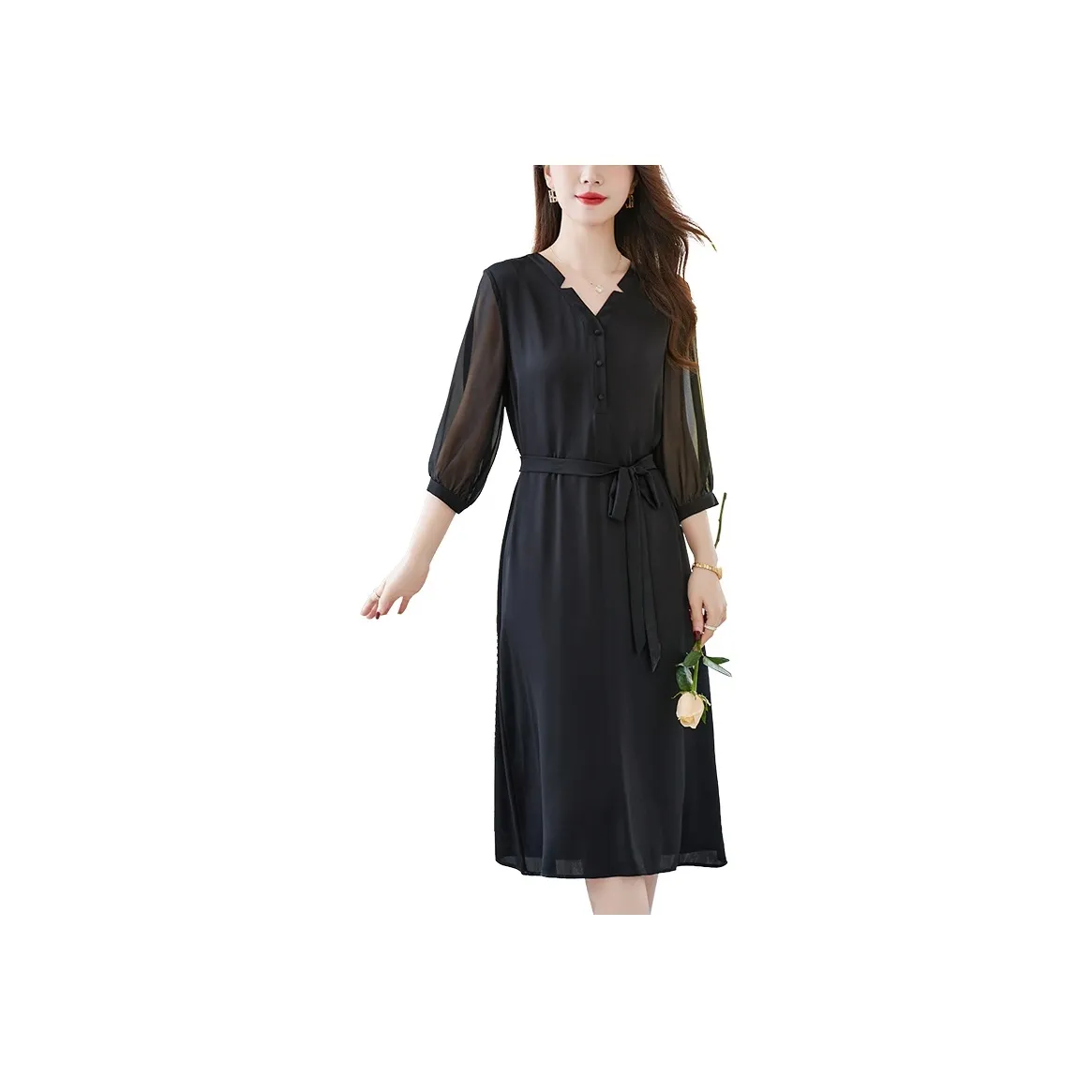 To The West Long Sleeved Dress Women's Black