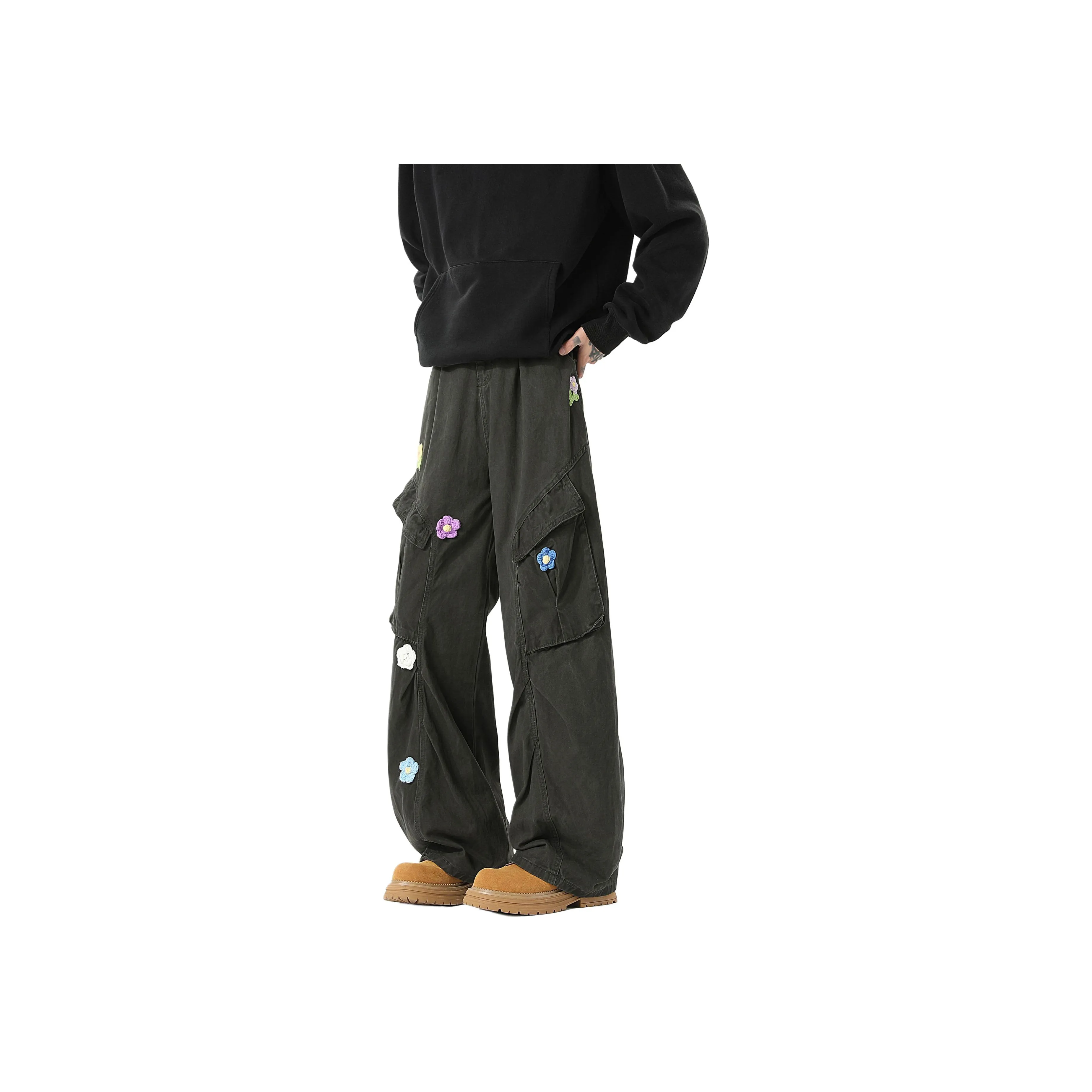 D&W Casual Pants Unisex Army Green
