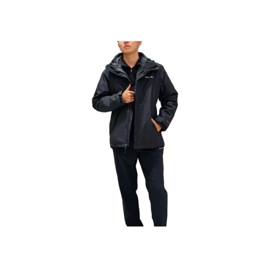 Columbia Hiking Skiing And Paragliding Water Resistant Windproof Wear Resistant Warm Windbreaker Jacket Men's Black