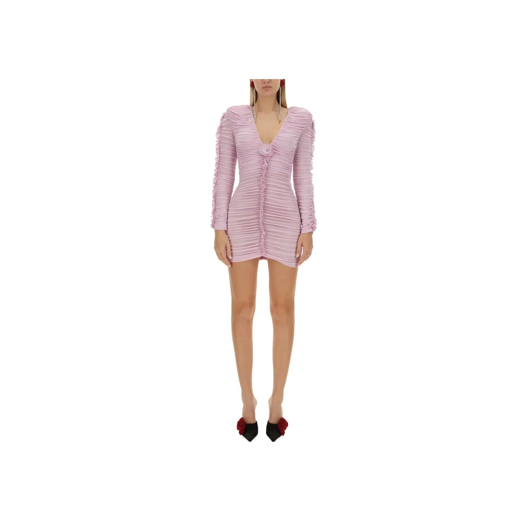 Magda Butrym Floral Applique Ruched Mini Dress