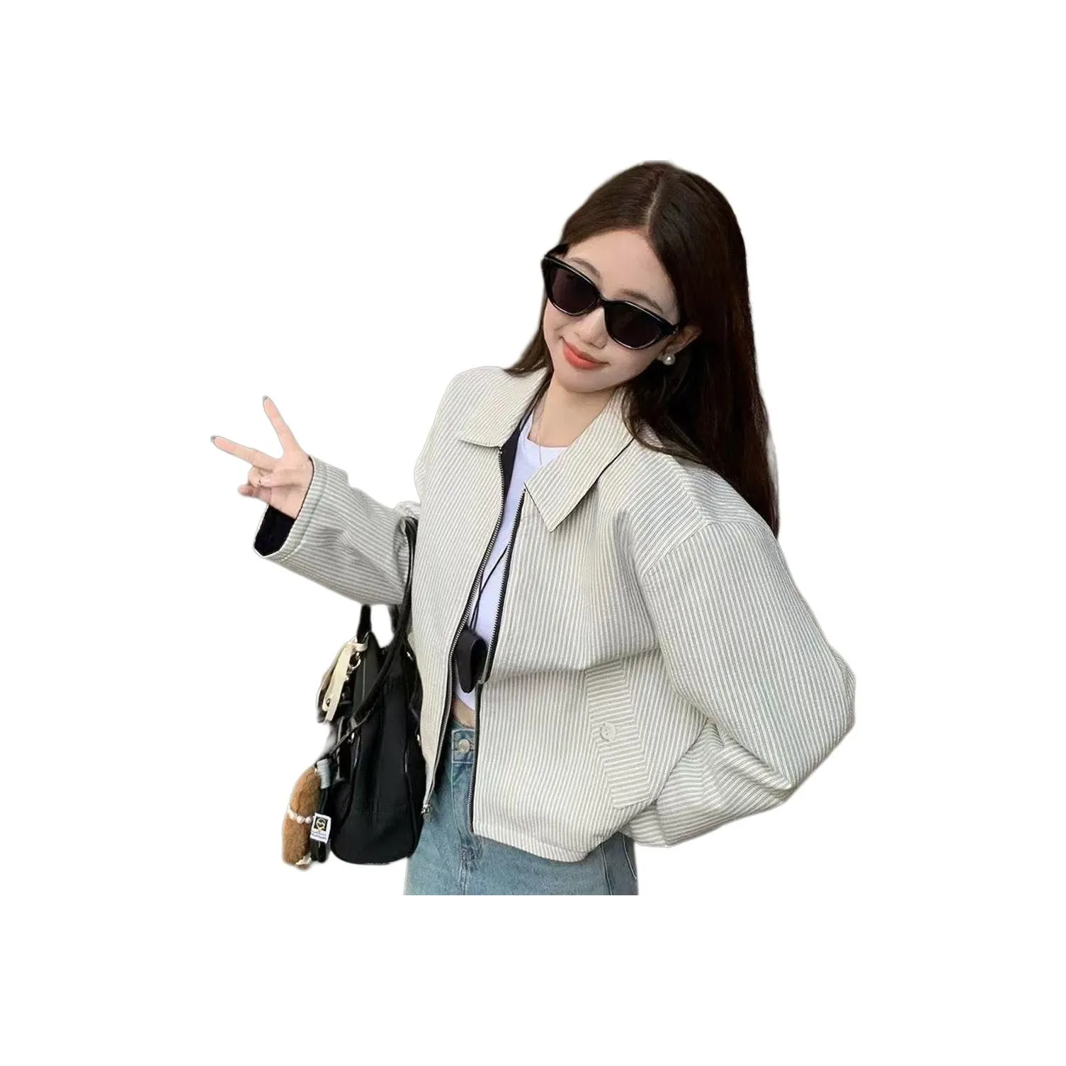 HAPG Темно-синий Высокое качество Двусторонний Весна-осень Пальто Женские Куртки