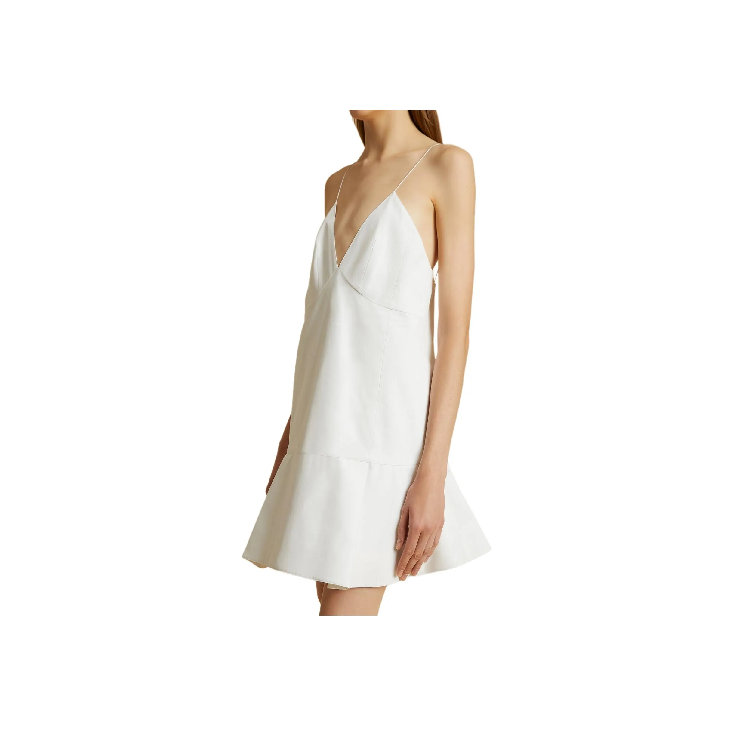KHAITE Archie Plunging V Neck Mini Dress