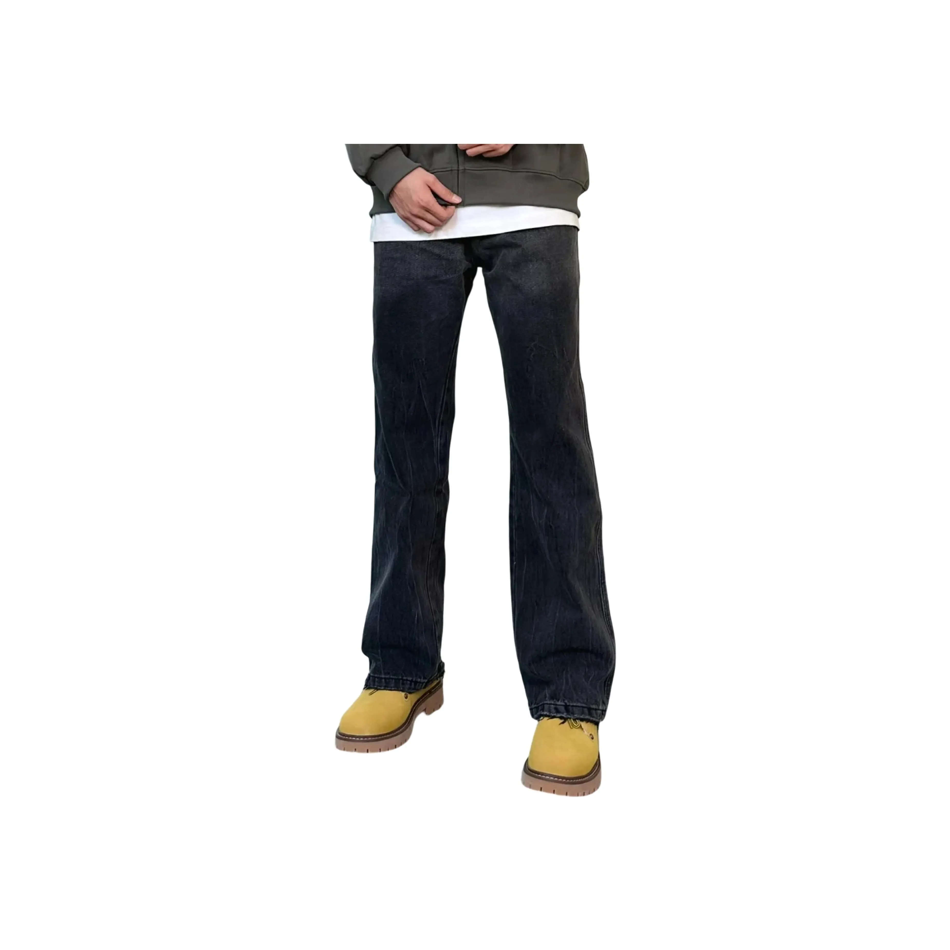 GANGZAI Черно-серый цвет унисекс джинсы