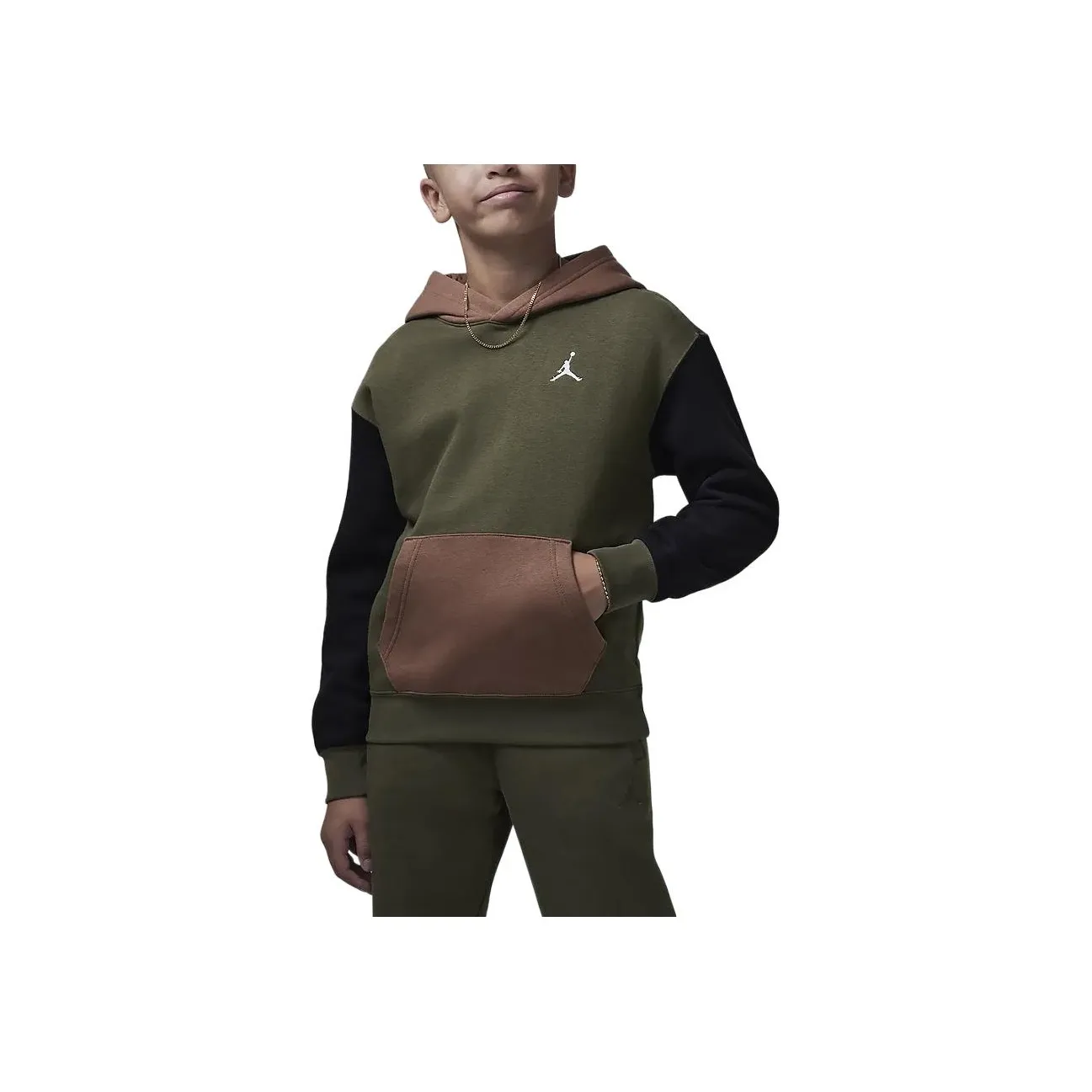 Jordan Свитшот MJ Brooklyn Средний Оливковый Зеленый Подростки