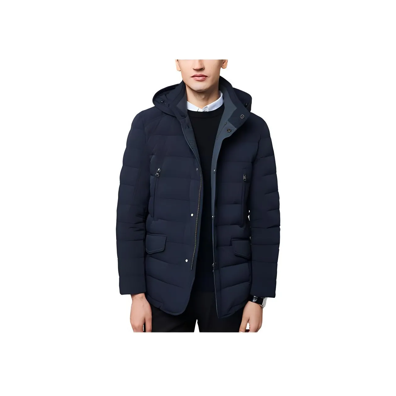 Francesco Totti Пуховик Мужской Черный Темно-синий Синий