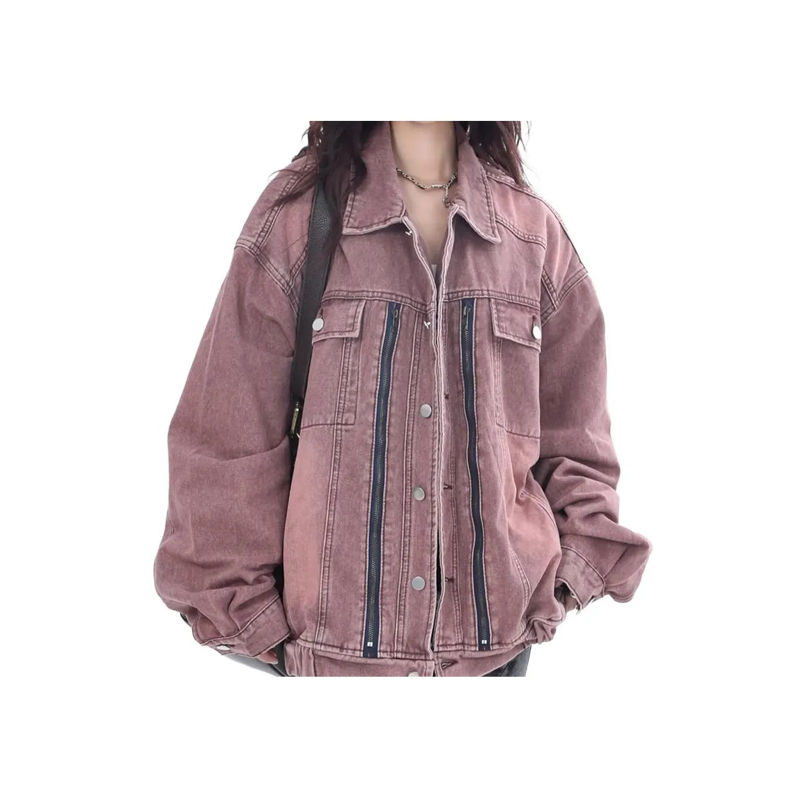 MGXEK Denim Jackets Unisex Pink