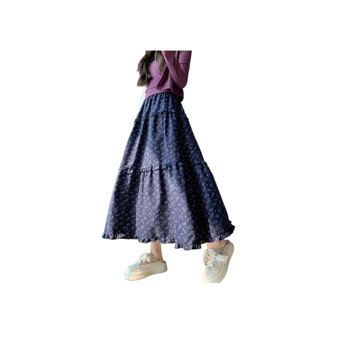 CARQ Темно-синие Женские Повседневные Длинные Юбки