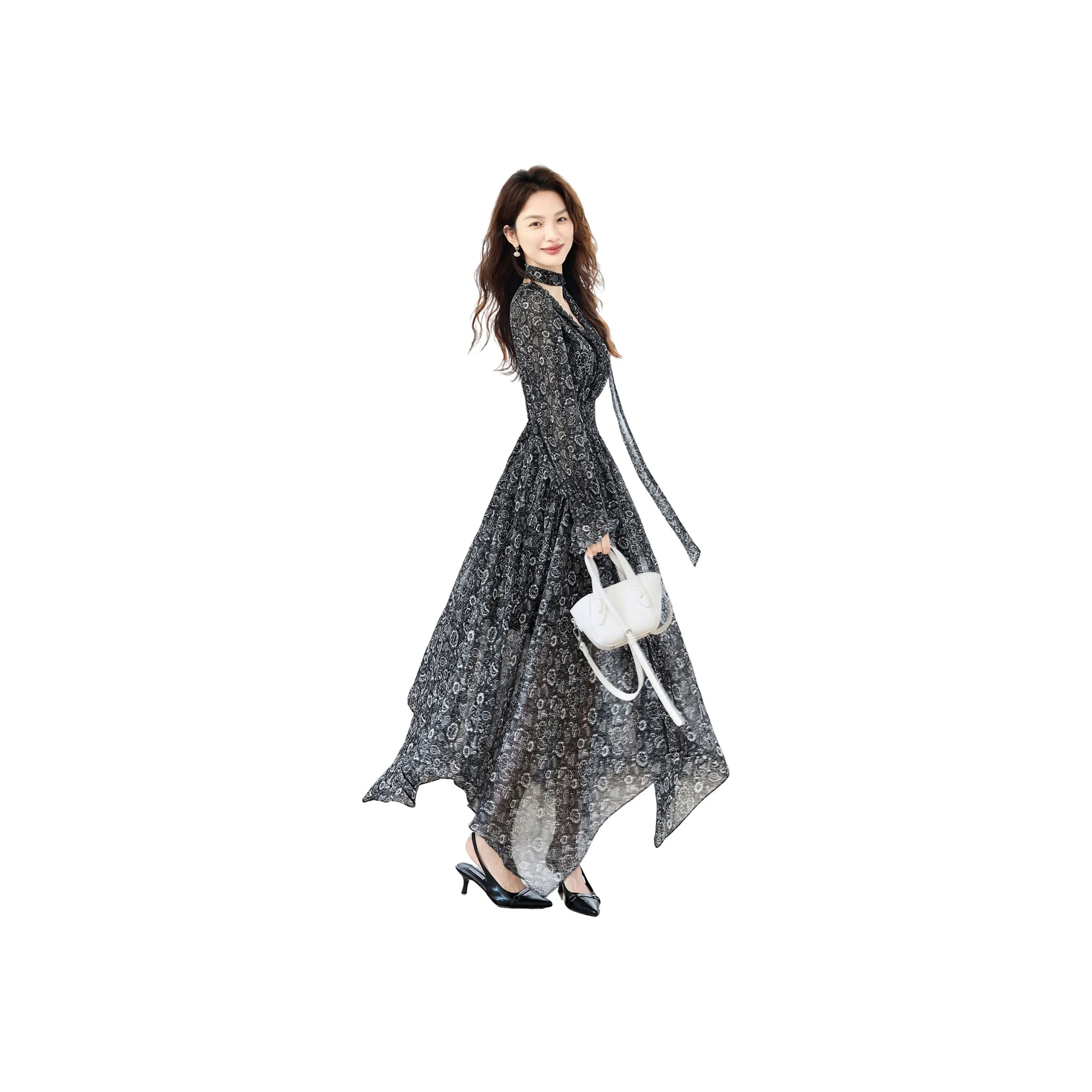 Cypress House Длинное платье с длинными рукавами женское