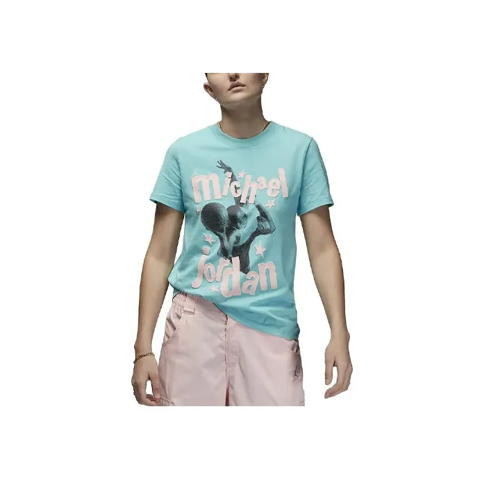 Jordan Air Drop Shoulder Sleeve T-Shirt Women's Lake Blue