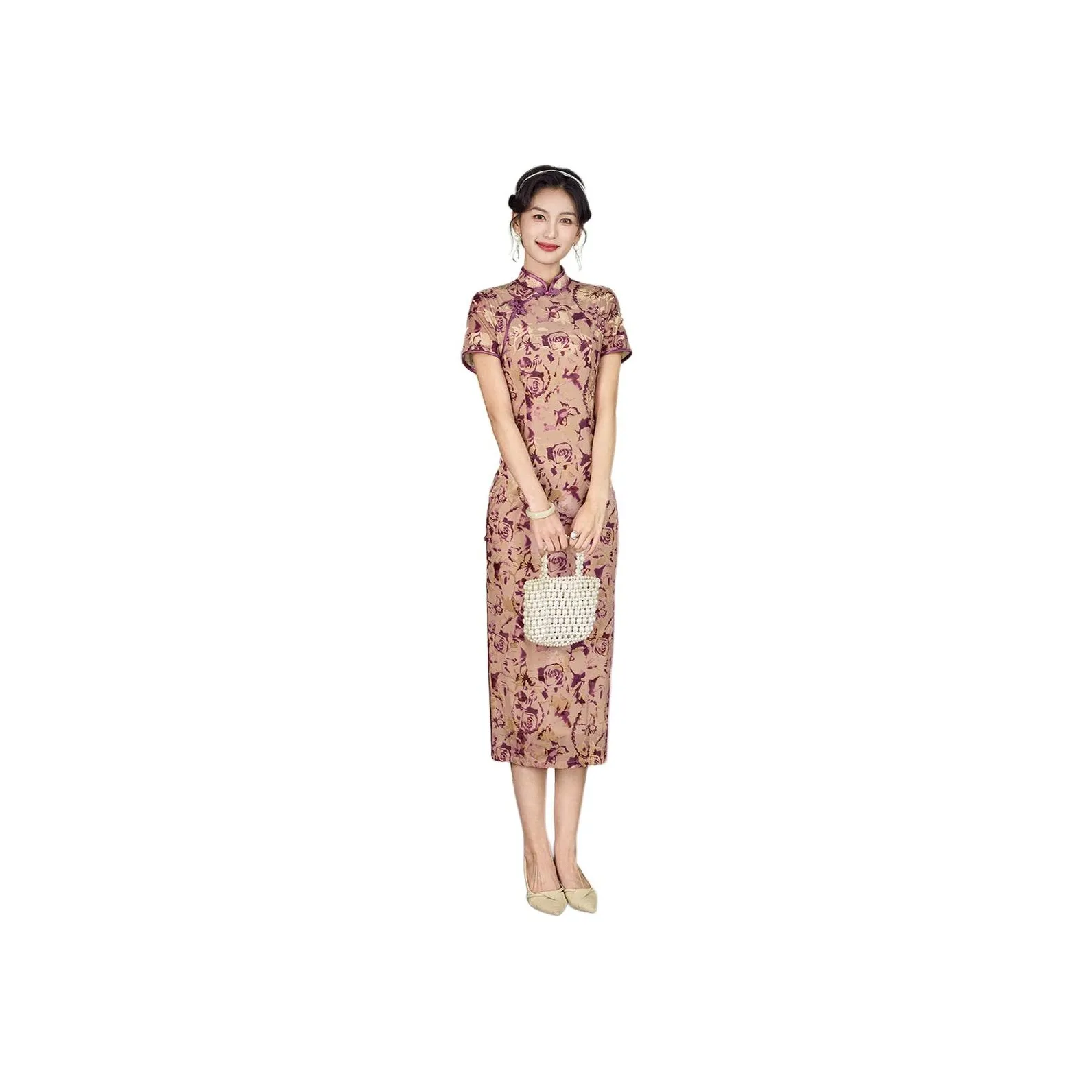 ENEESSI Spring Summer Release Cheongsam Women's Purple Gray