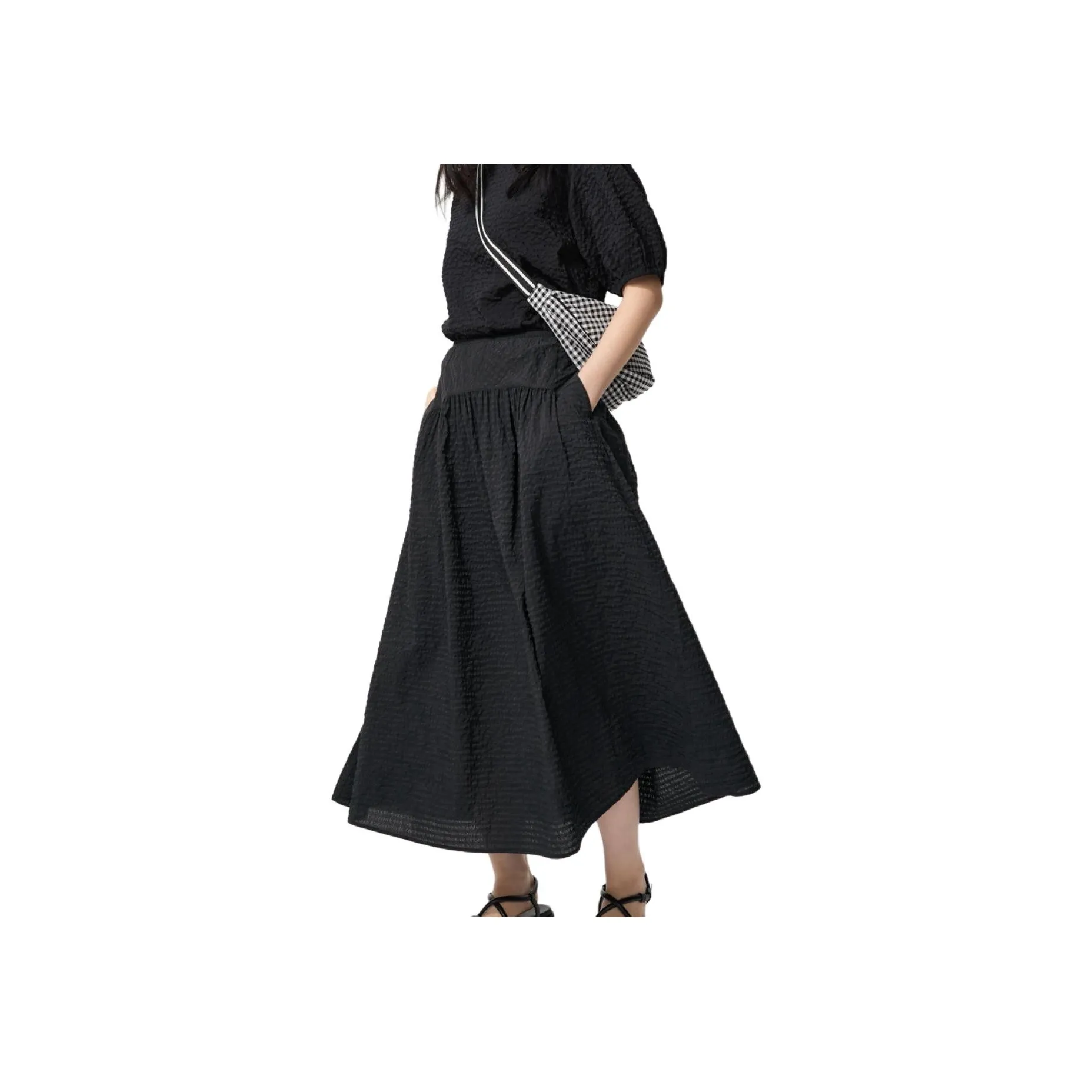 UNIQLO Повседневная длинная юбка женская черная