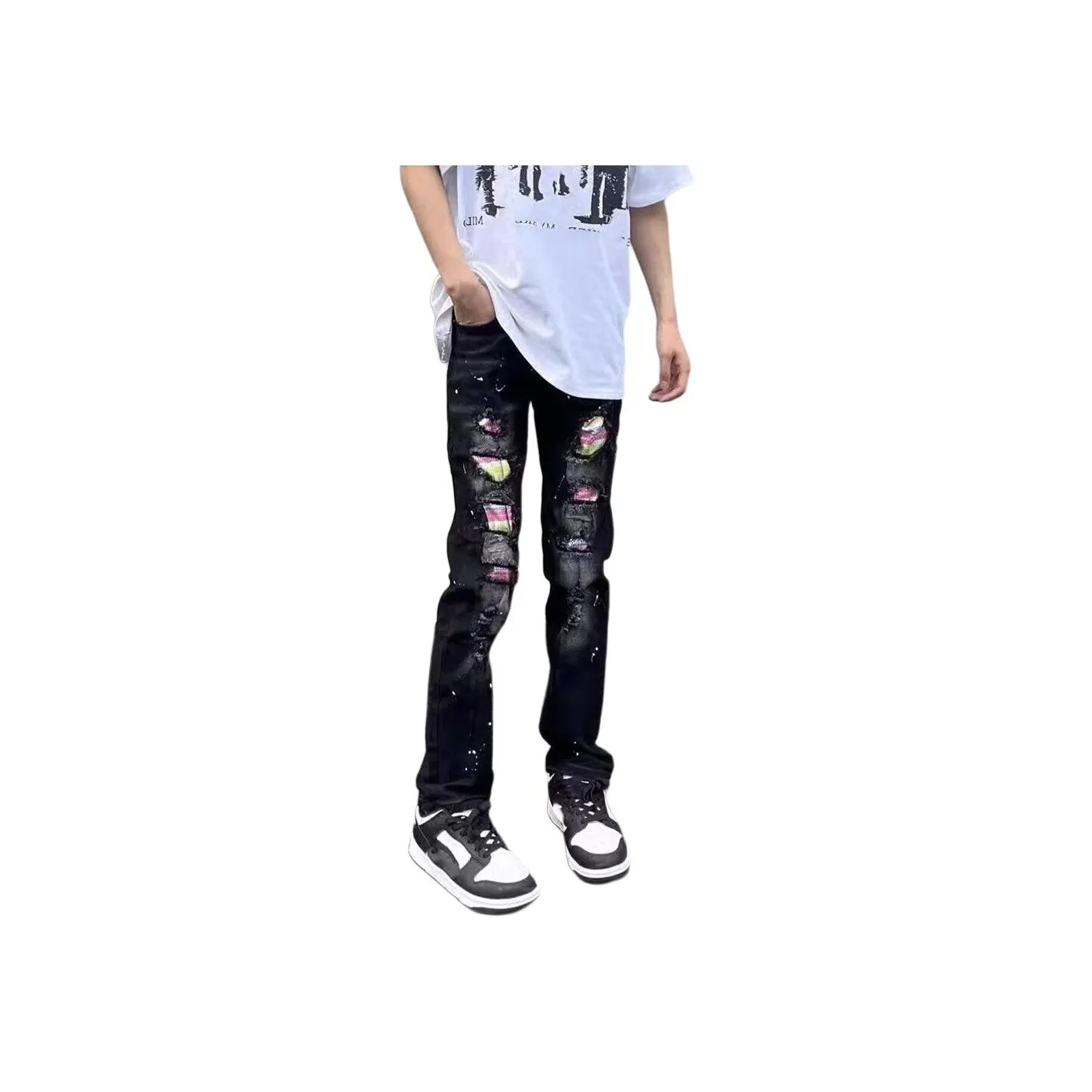 IJRJ Черные Унисекс Джинсы