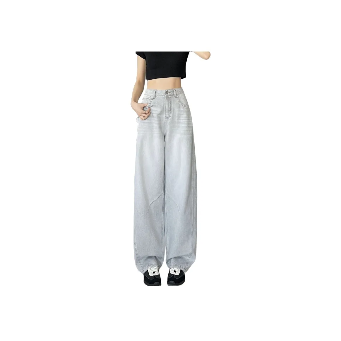 SITOL Jeans Women's Gray White