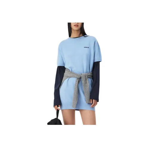 GRVRGROVE Blue Женские Короткие Платья с Рукавами