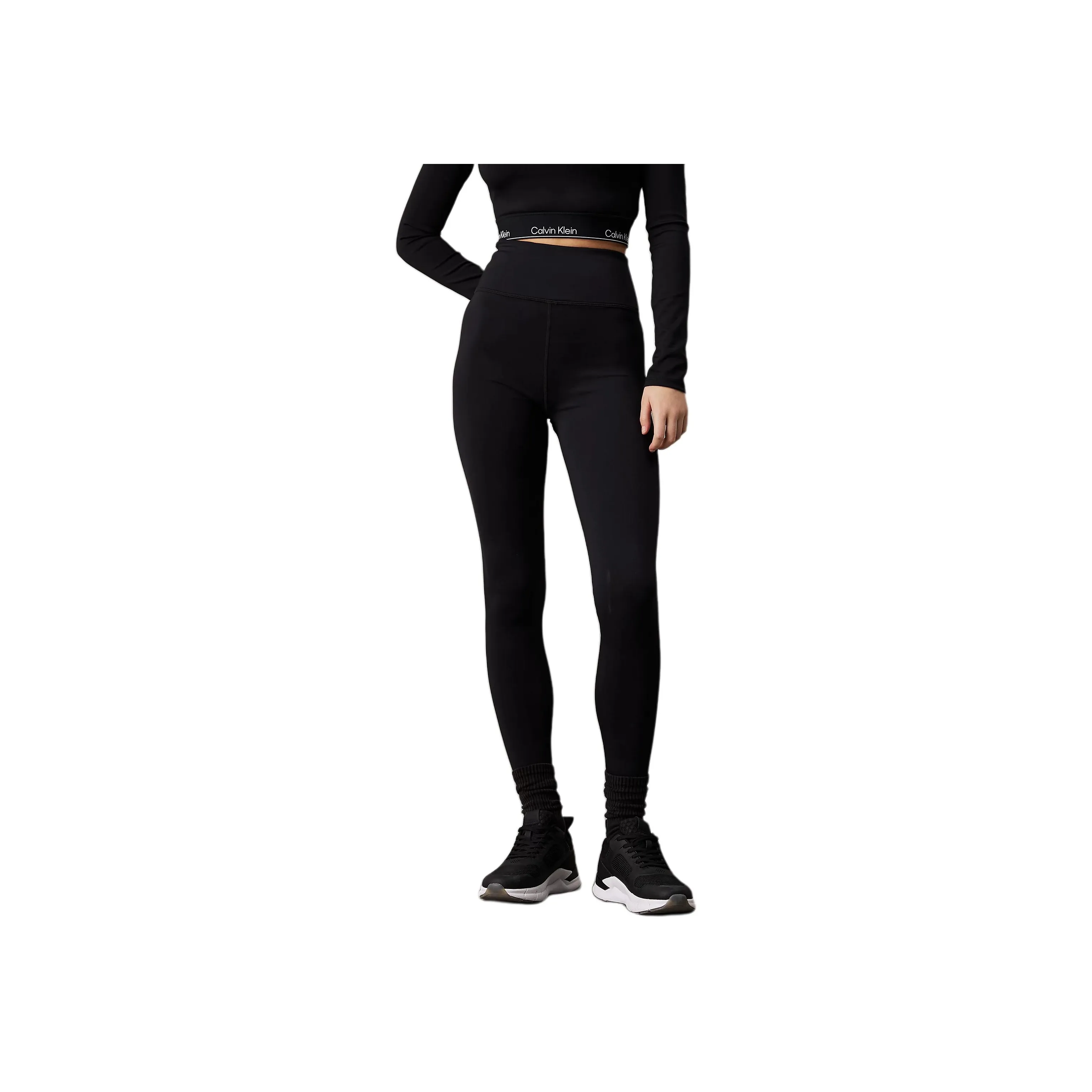 CALVIN KLEIN Logo Gym Leggings Sports Pants Women's Black