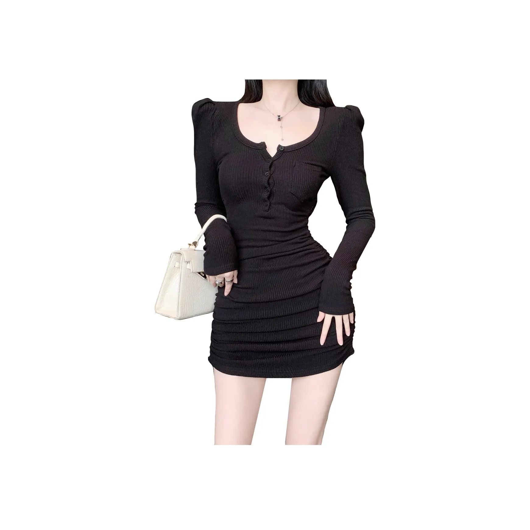 FOCOS STUDIO Длинное платье с длинными рукавами женское