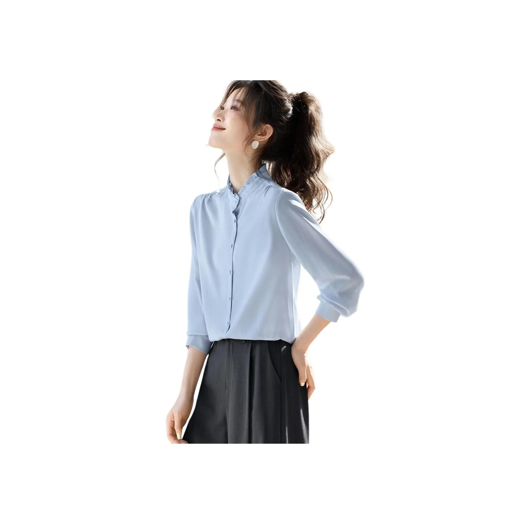 MOHANYIMEI Синий Женская Рубашка