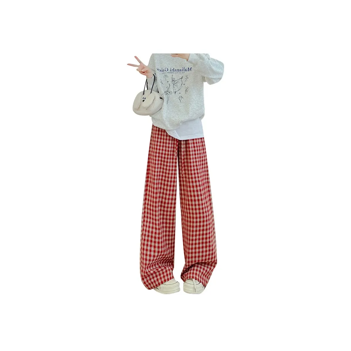 La Chapelle Casual Pants Women's Red Plaid