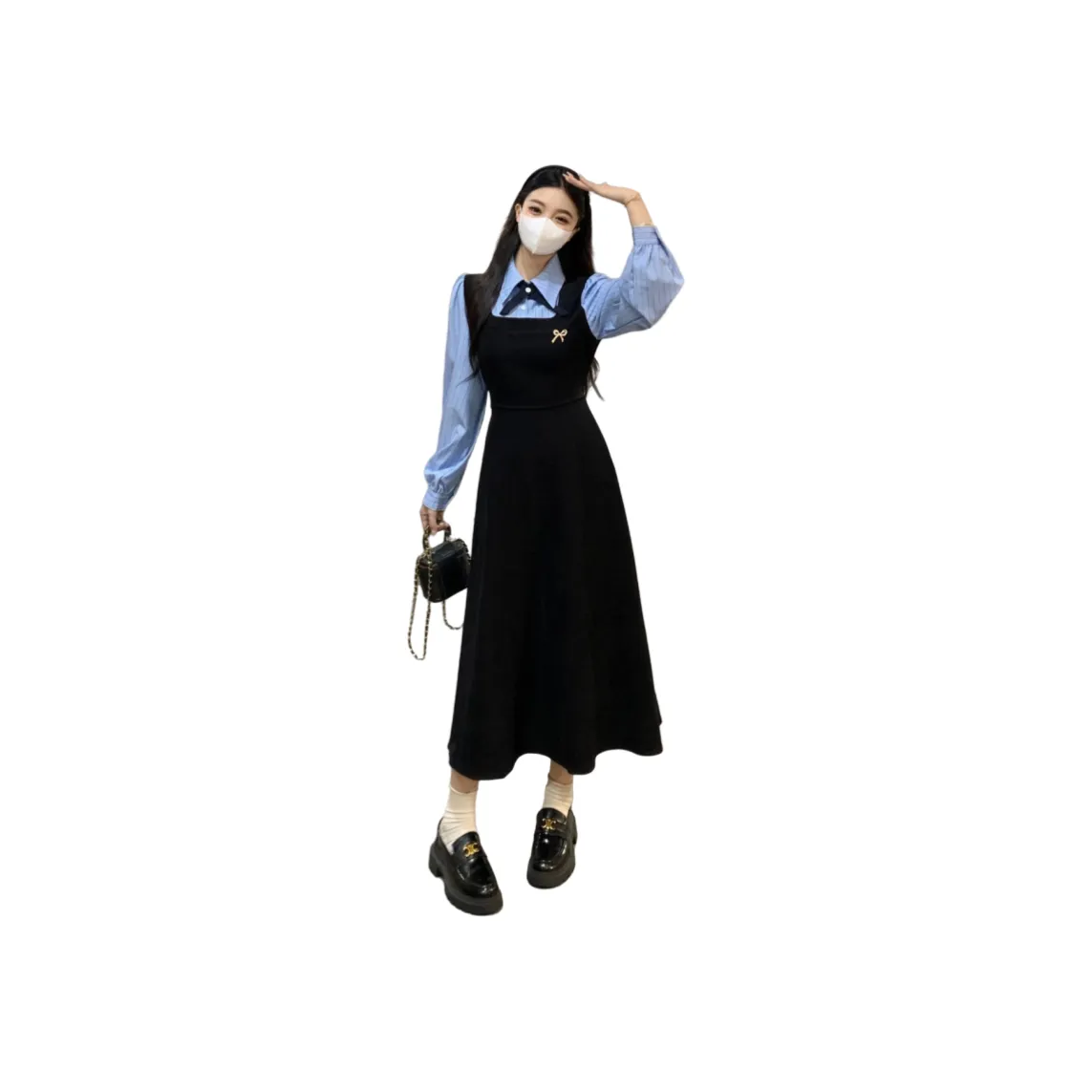 OYANXI Длинное платье с длинными рукавами женское