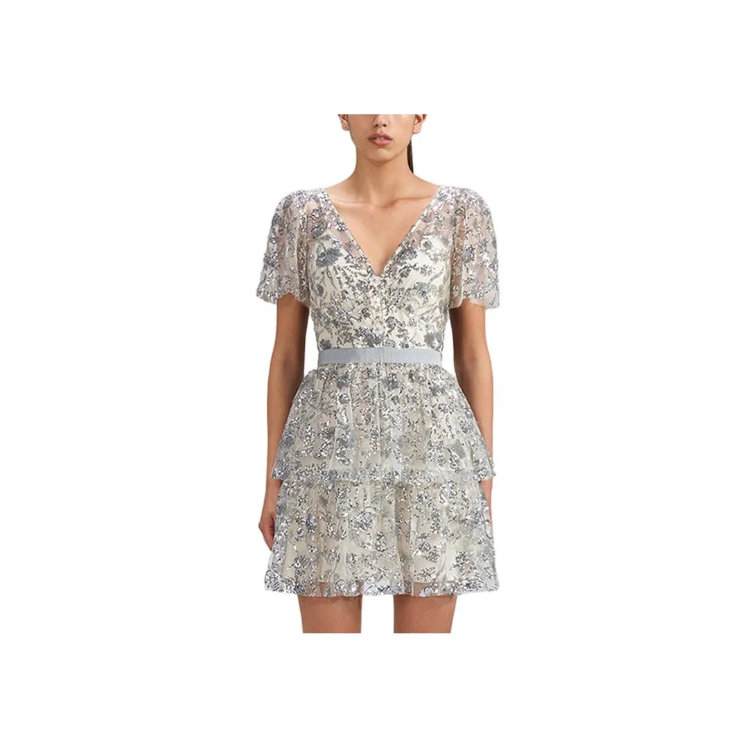 Self portrait Sequined Tiered Minidress