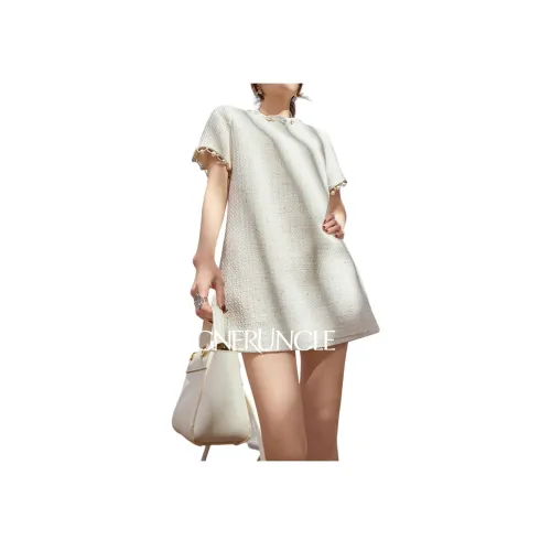 DESIGNER UNCLE Сливочный Женские Короткие Платья с Рукавами